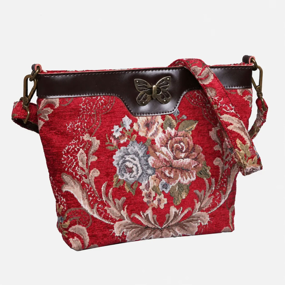 Floral Red Carpet Crossbody Bag carpet bag MCW Handmade of America front