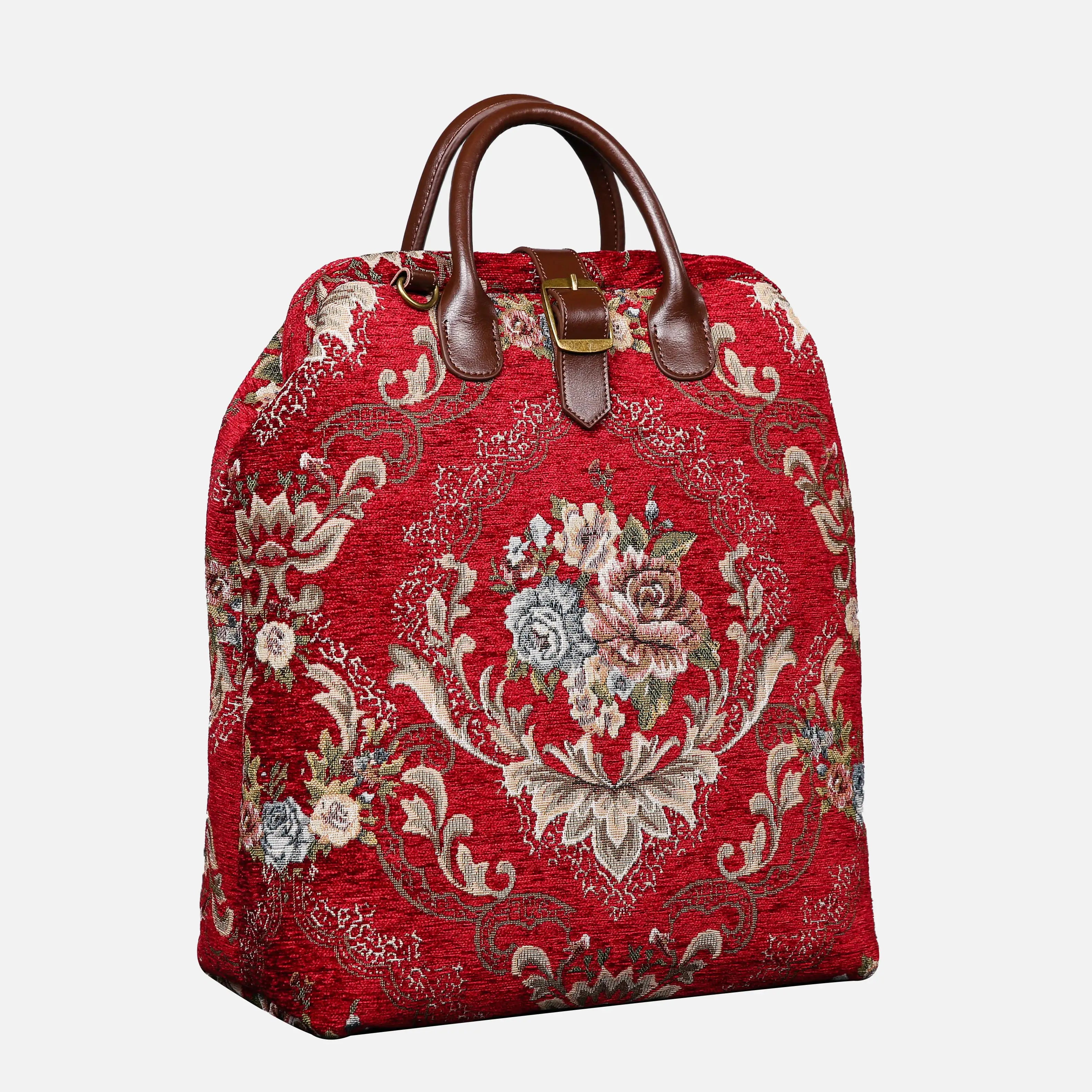 Floral Red Carpet Laptop Backpack Carpetbag of America front side