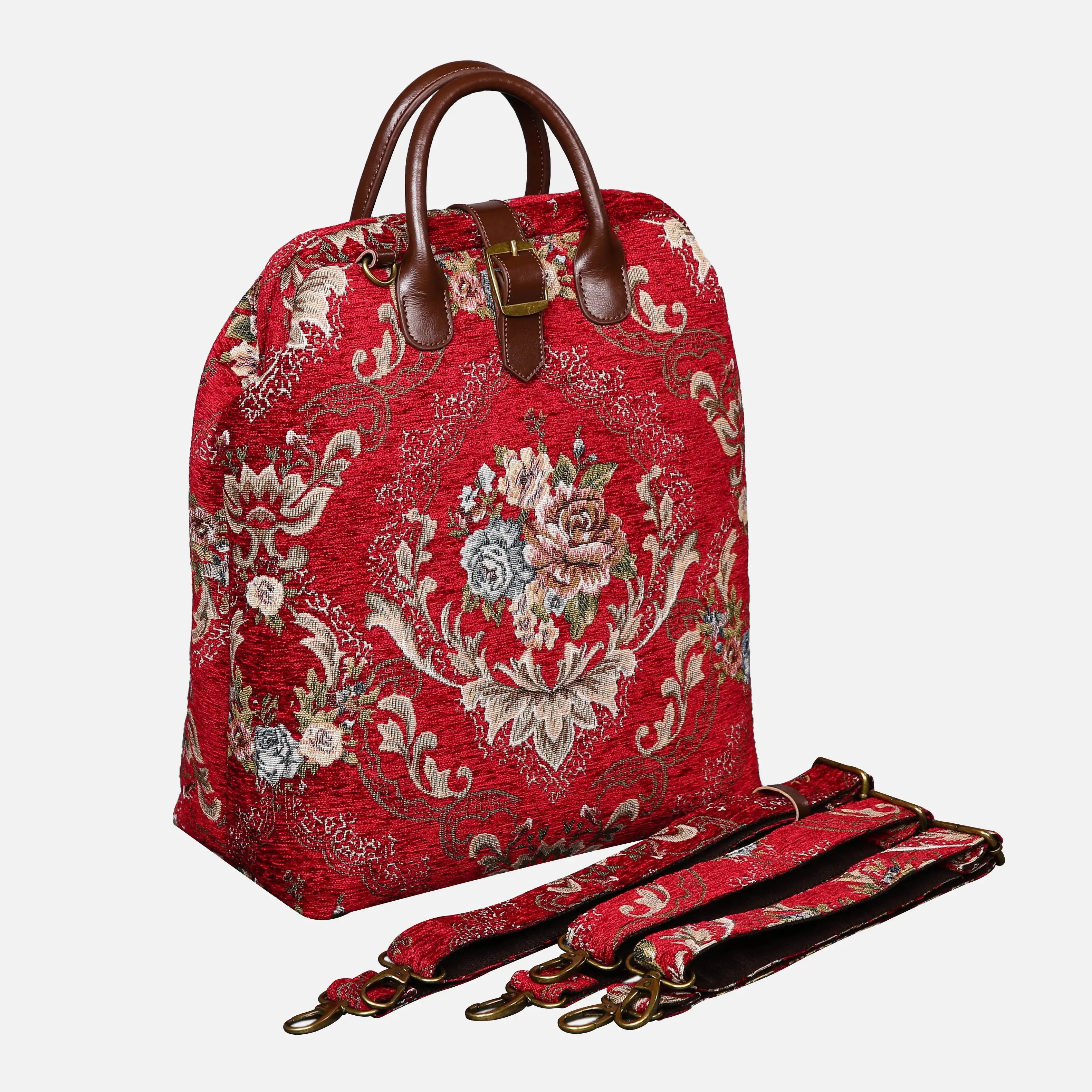 Floral Red Carpet Laptop Backpack Carpetbag of America with shoulder straps