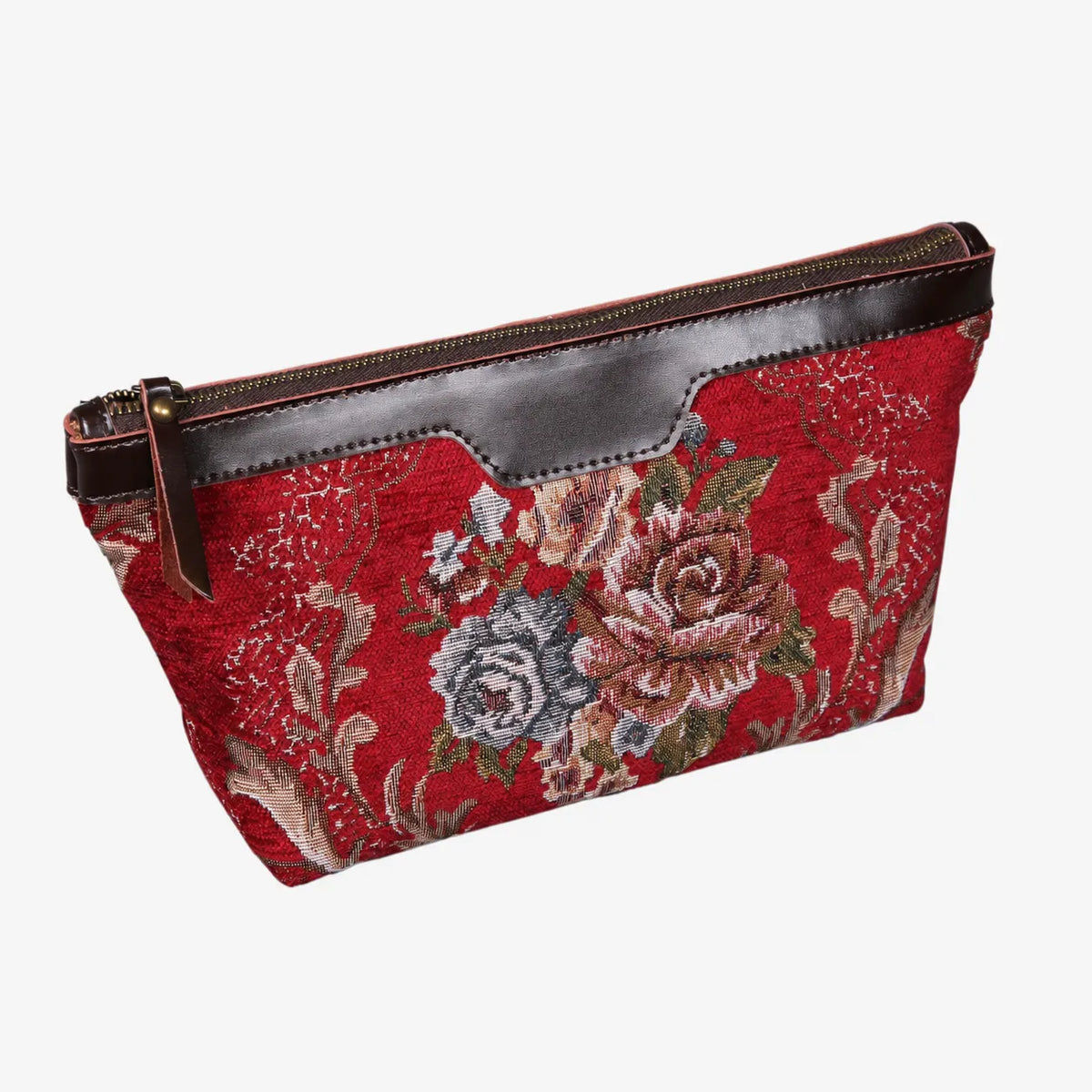 Floral Red Carpet Makeup Bag carpet bag MCW Handmade of America front