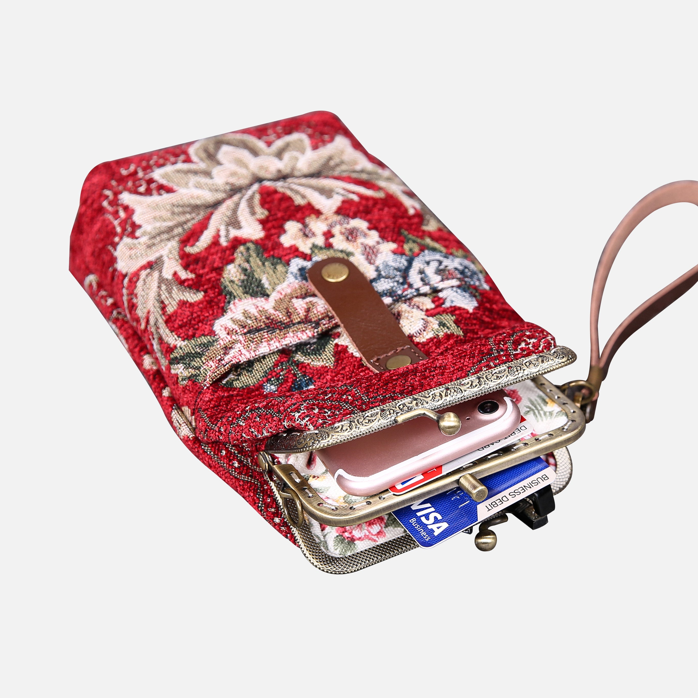 Floral Red Carpet Phone Case Carpetbag of America lay flat