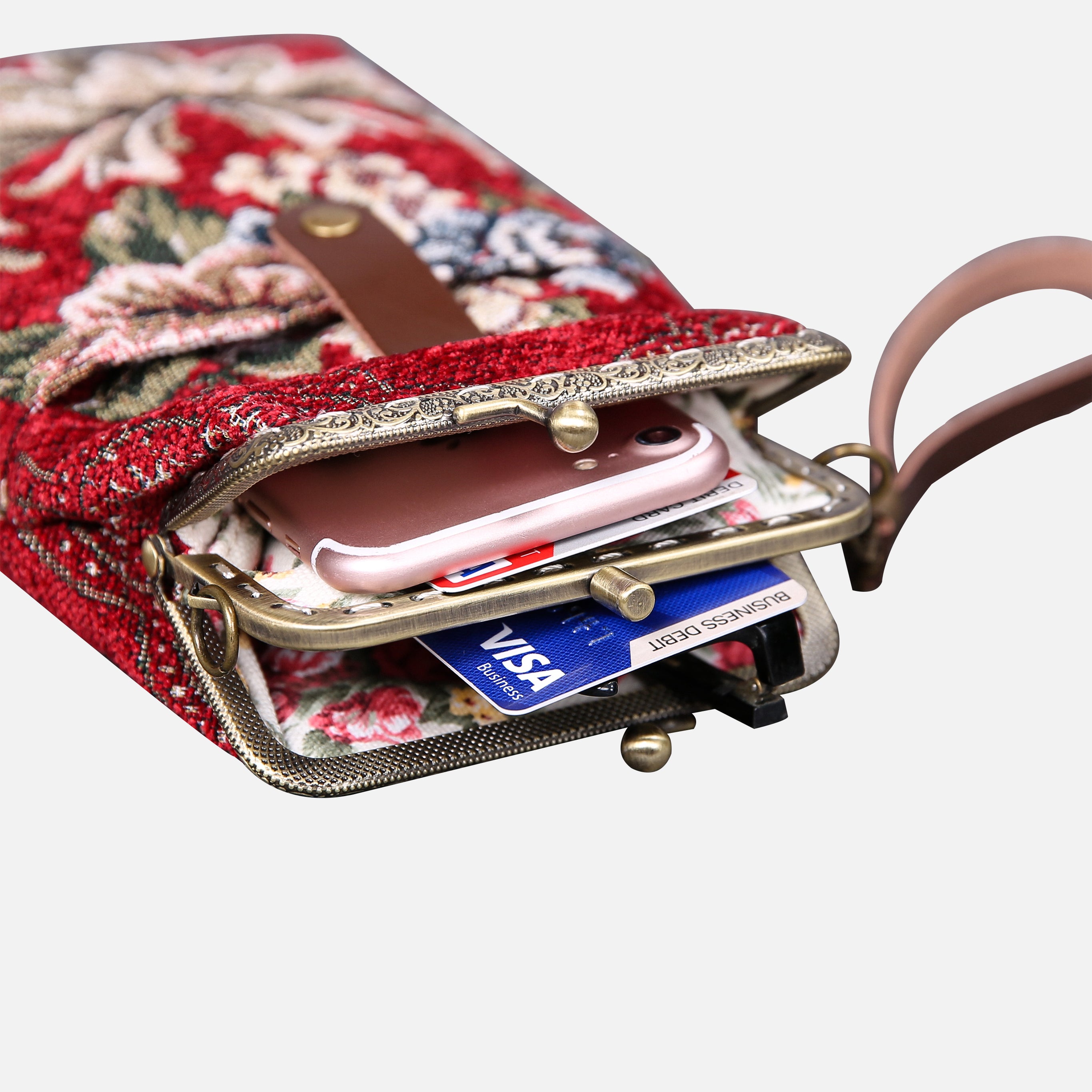Floral Red Carpet Phone Case Carpetbag of America in use