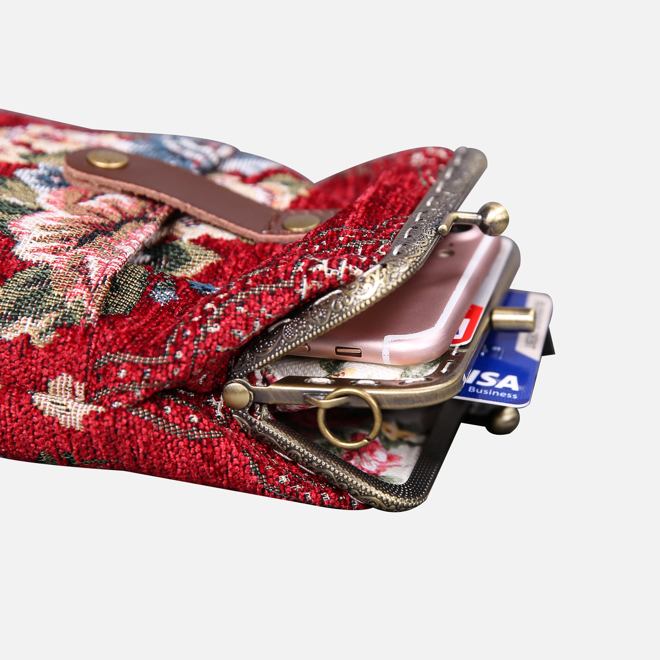 Floral Red Carpet Phone Case Carpetbag of America open to the side