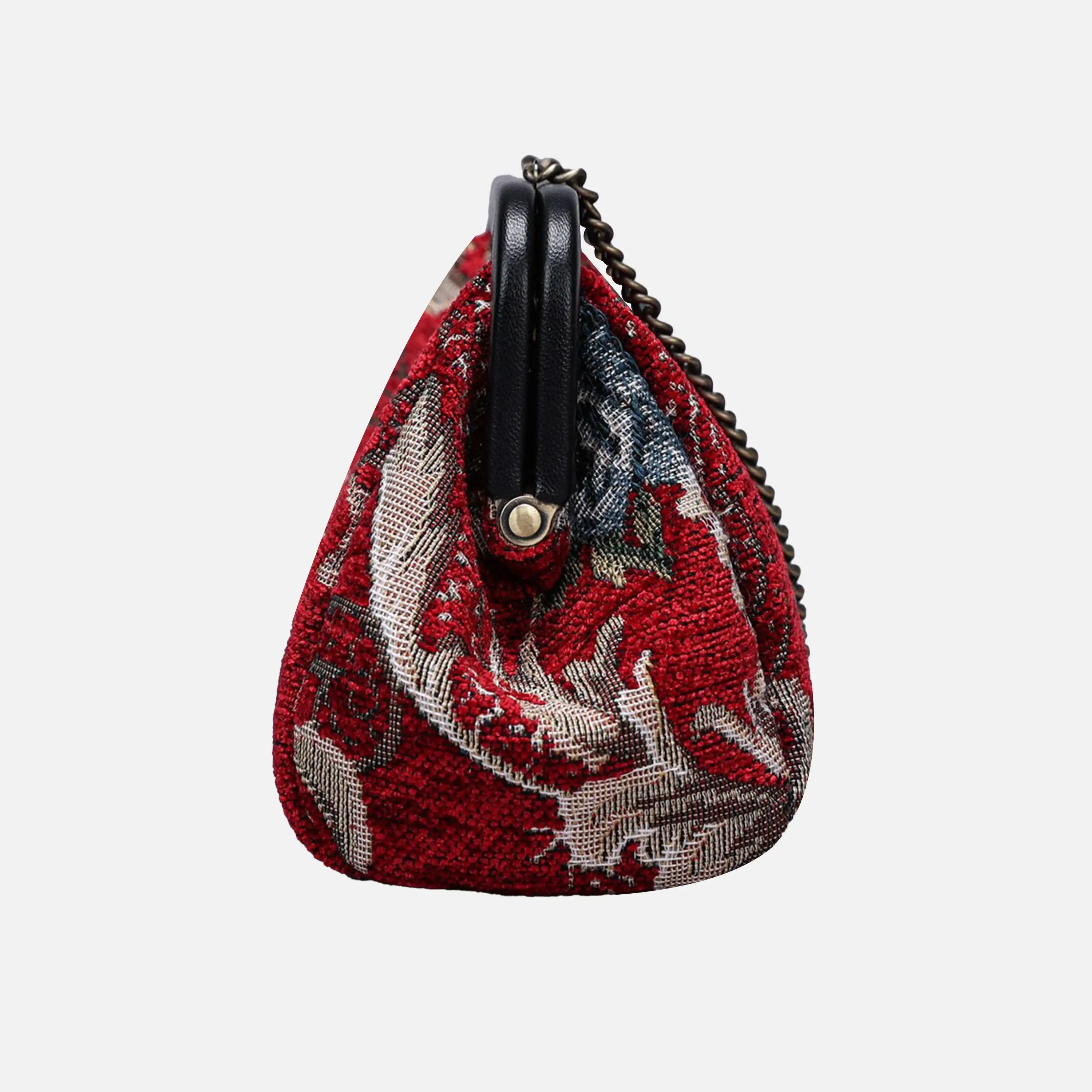 Floral Red Evening Bag Clutch carpet bag of America side