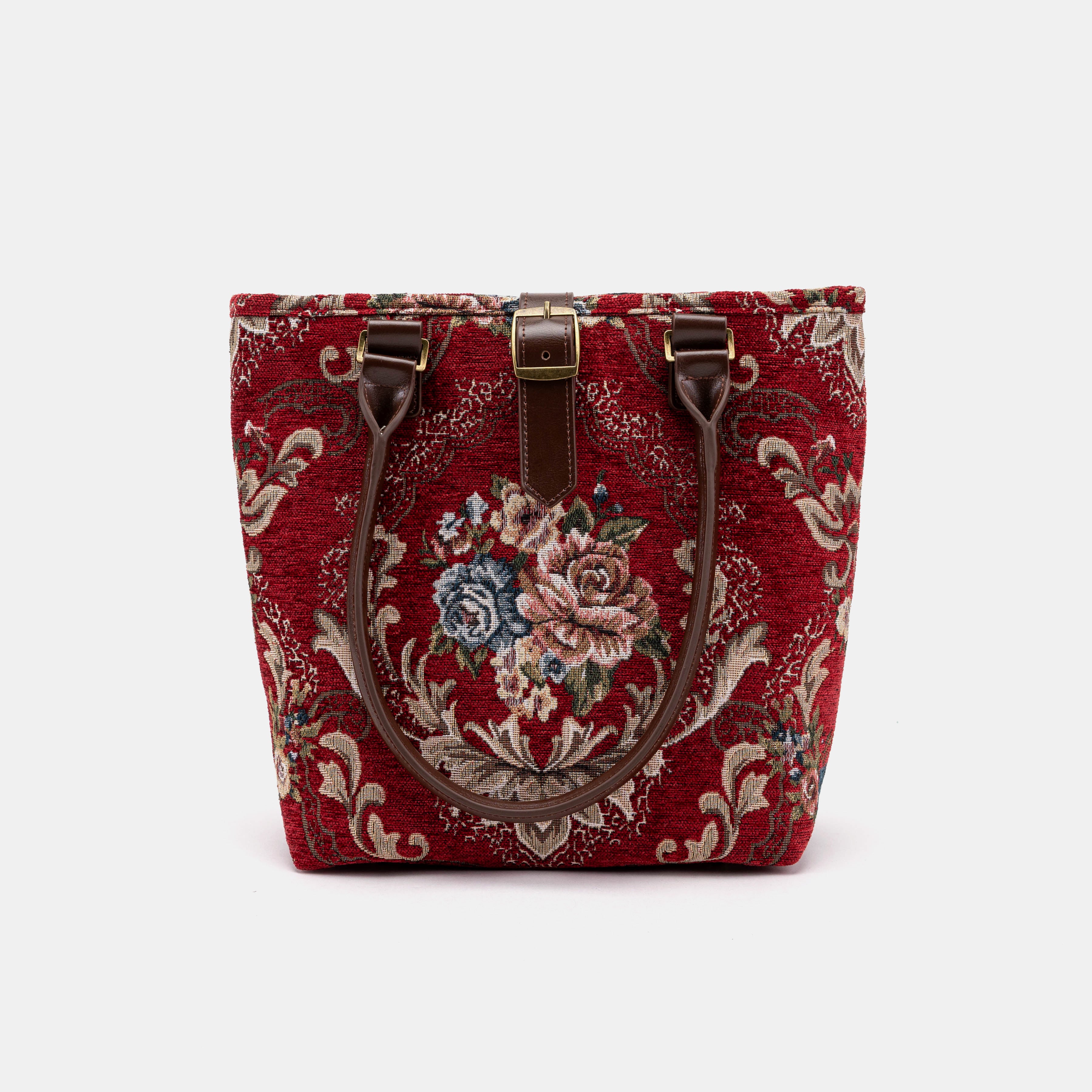 Floral Red Everyday Tote Bag of America with shoulder strap