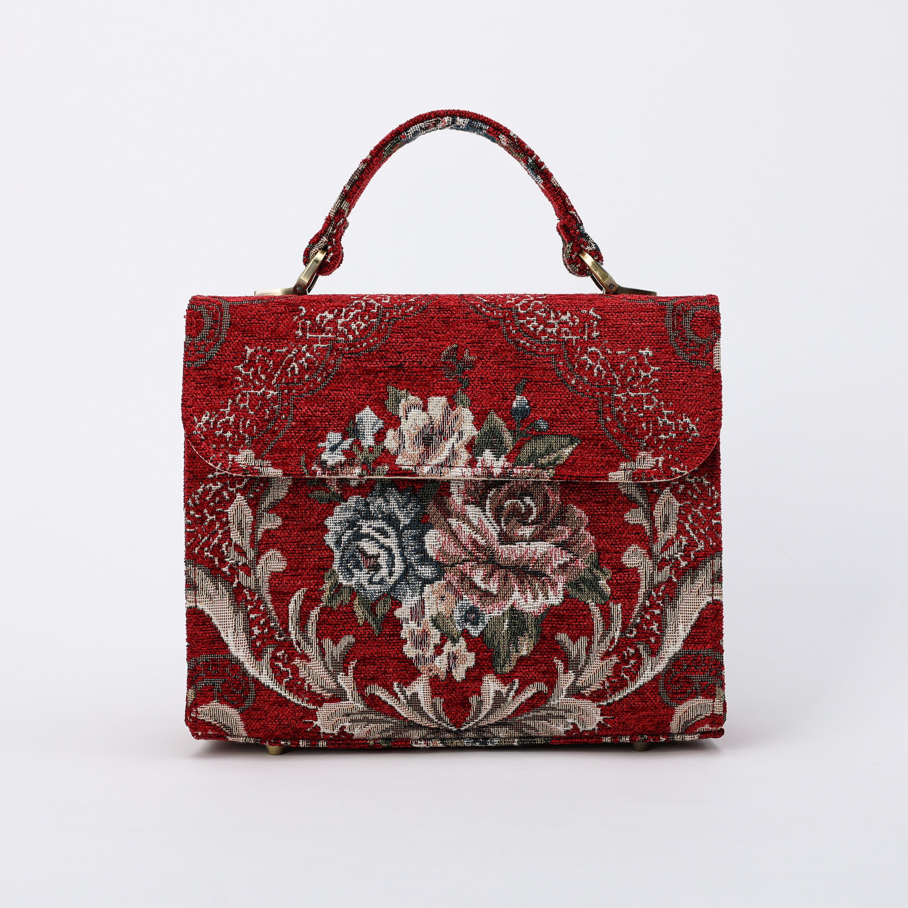 Floral Red Flap Satchel Carpetbag of America main