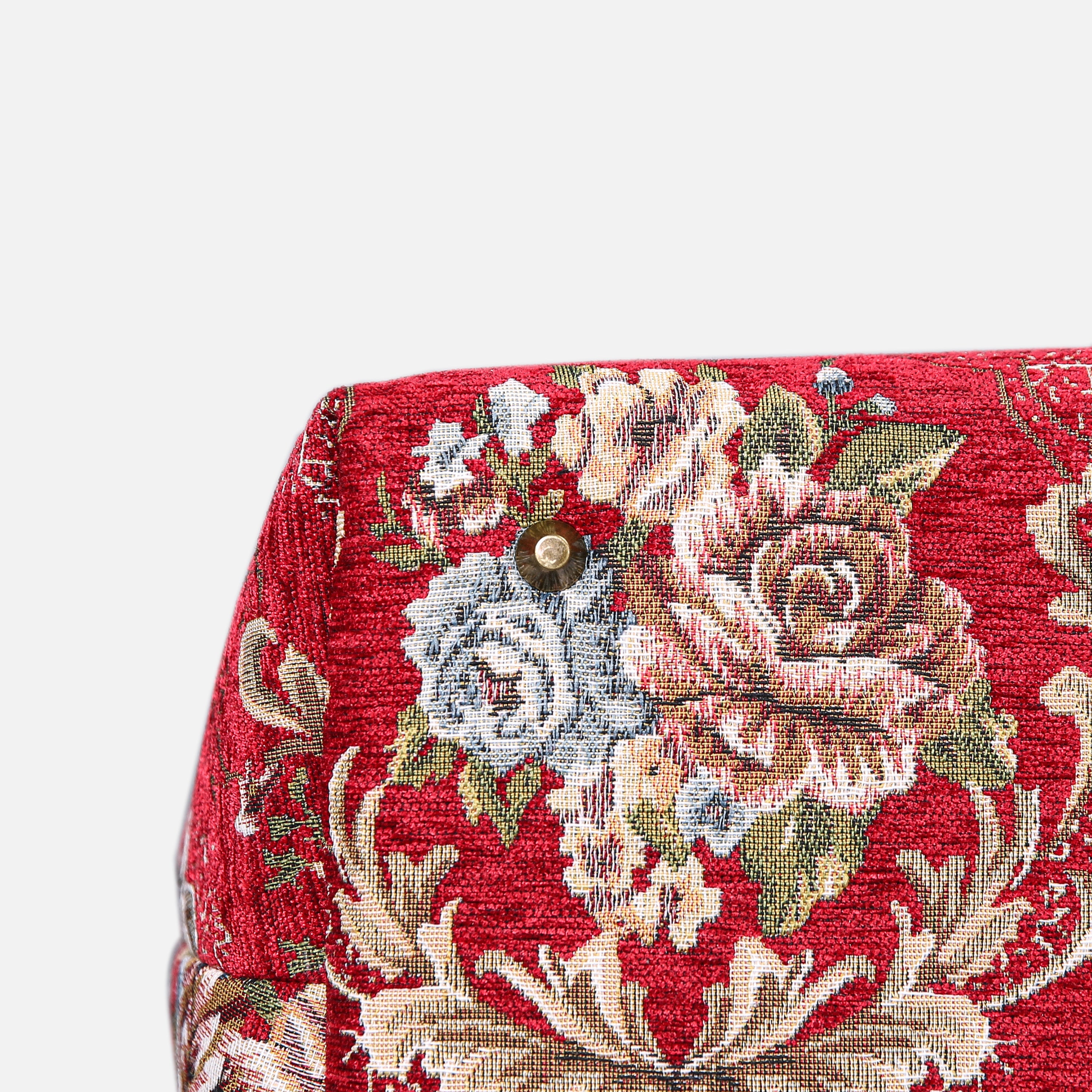 Floral Red Large Carpetbag of America bottom details