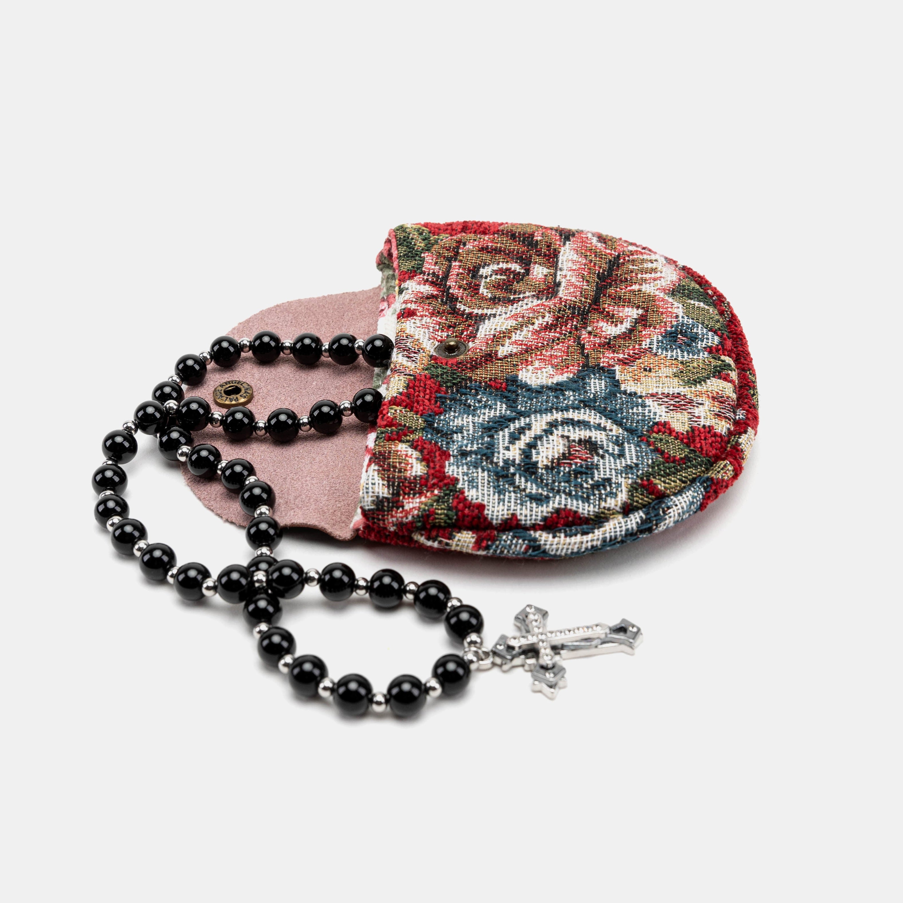 Floral Red Rosary Bag Carpetbag of America main