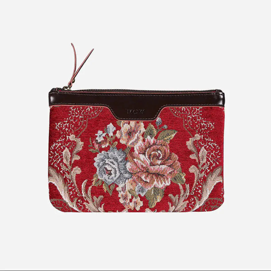 Floral Red Wristlet Clutch