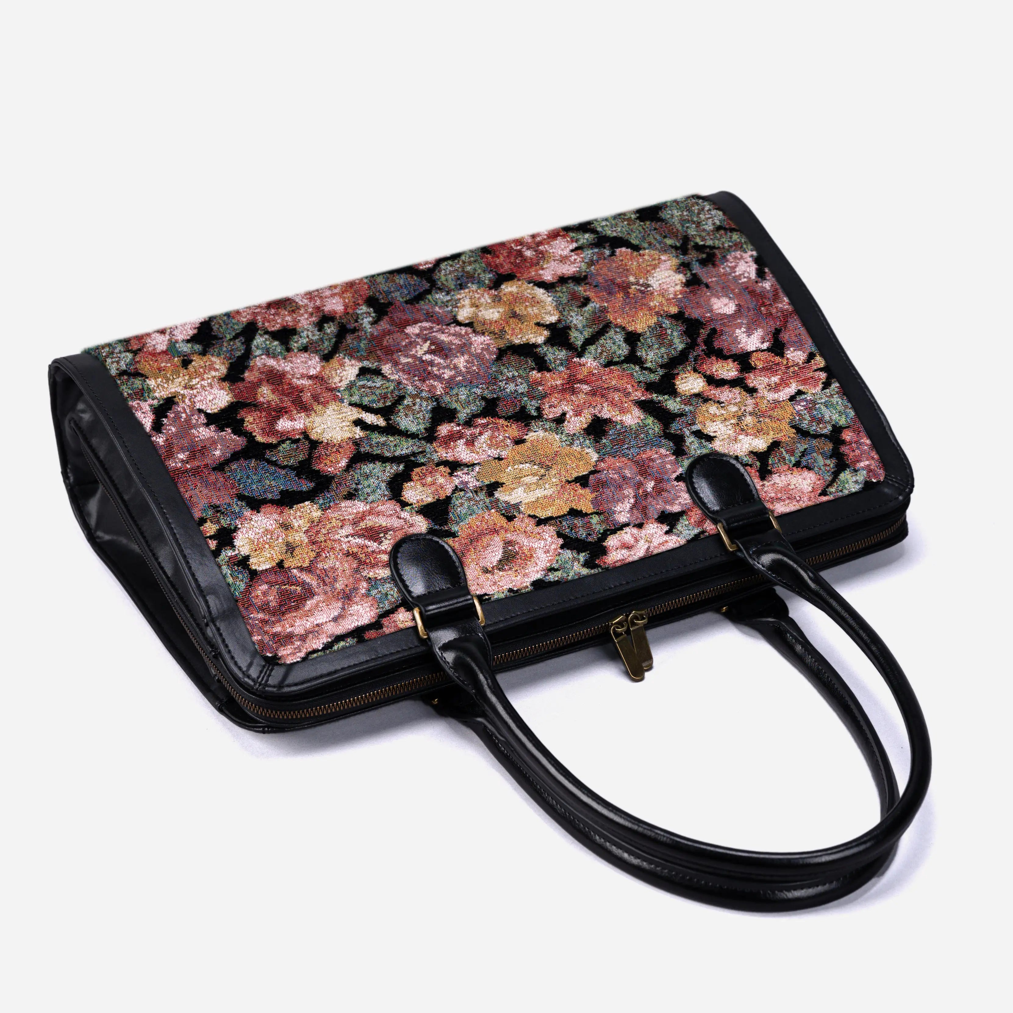 Floral Rose Business Tote of America lay flat