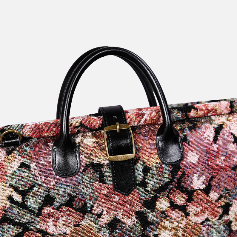 Floral Rose Carpet Garment Bag carpet bag of America handle