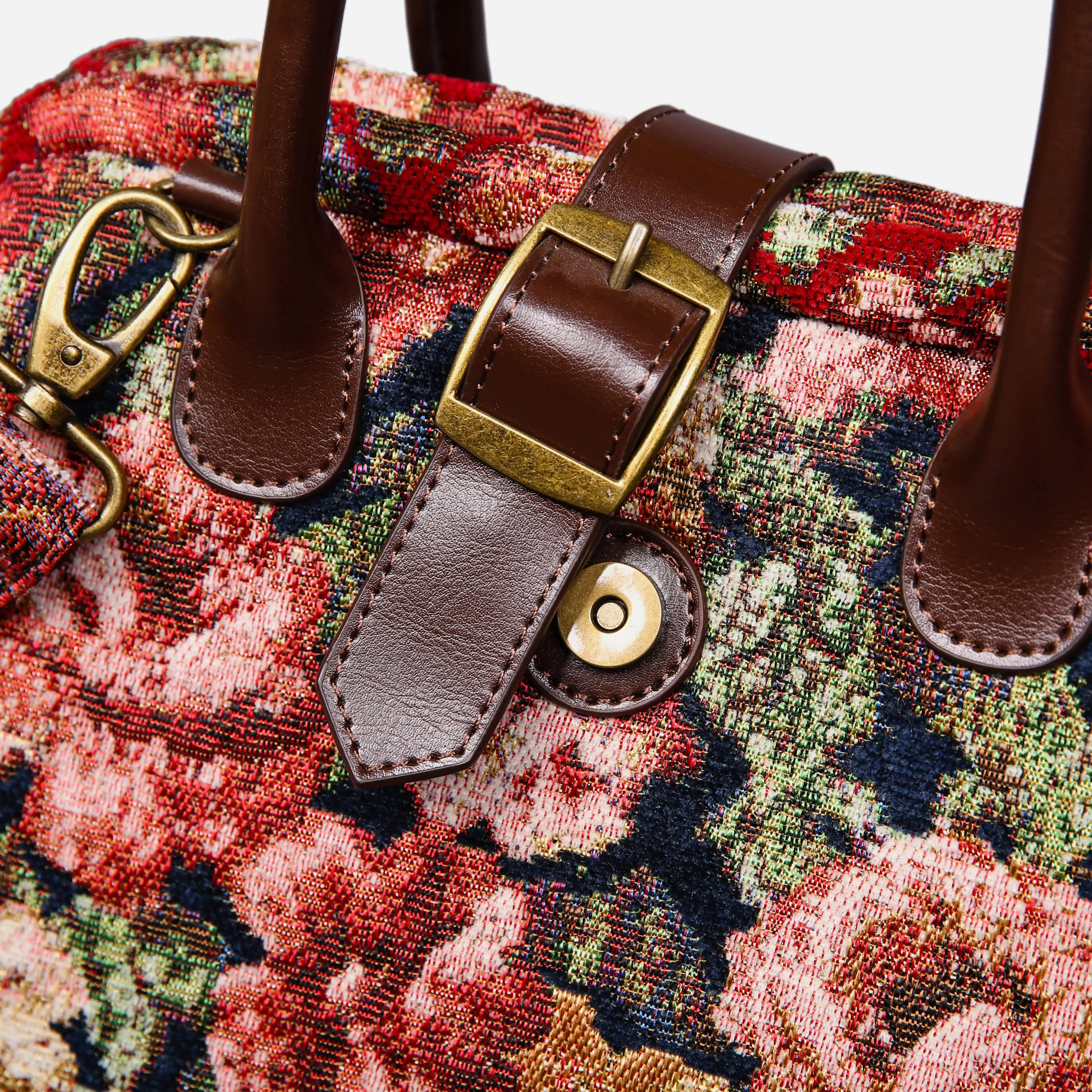 Floral Rose Carpet Handbag Purse carpet bag MCW Handmade of America buckle