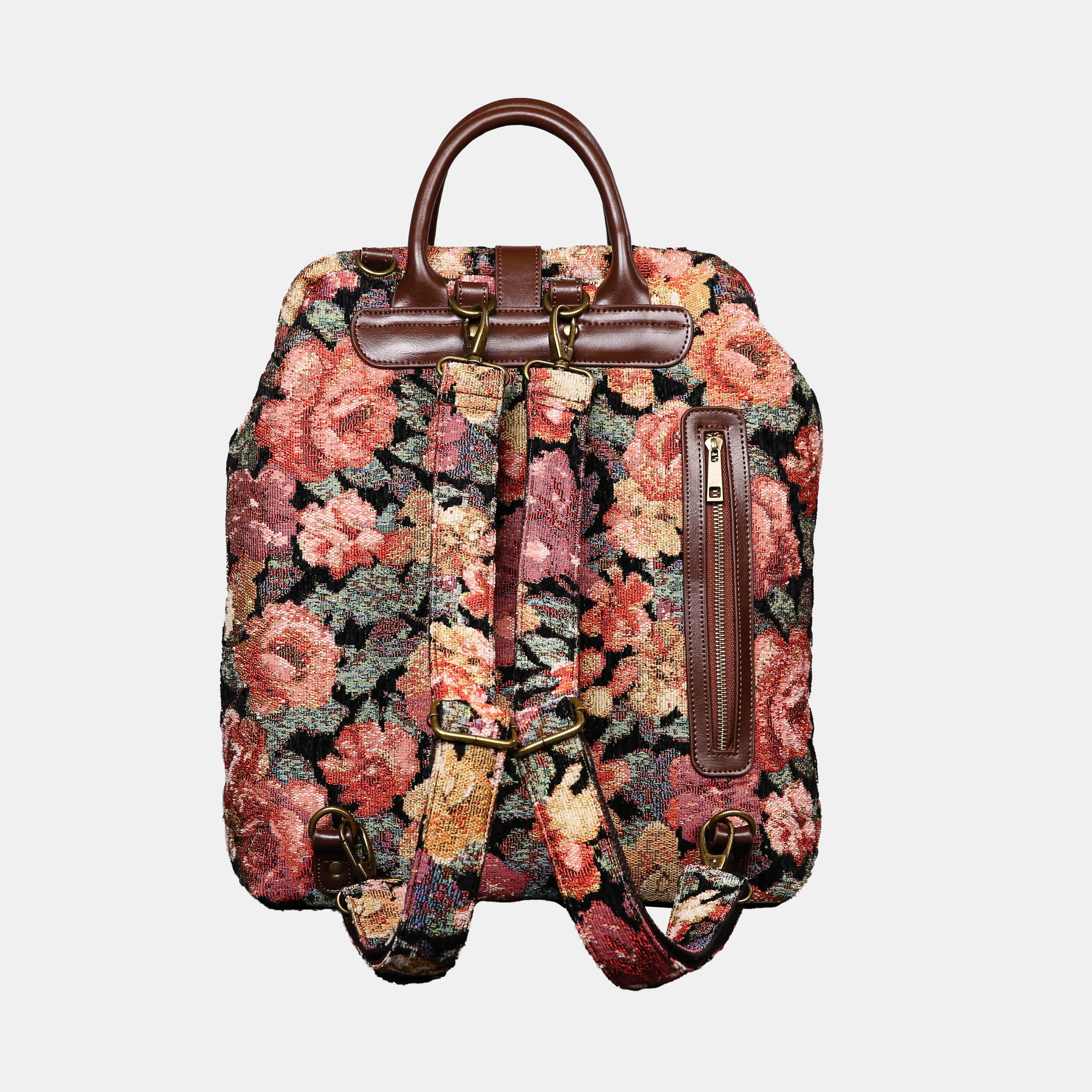 Floral Rose Carpet Laptop Backpack Carpetbag of America back