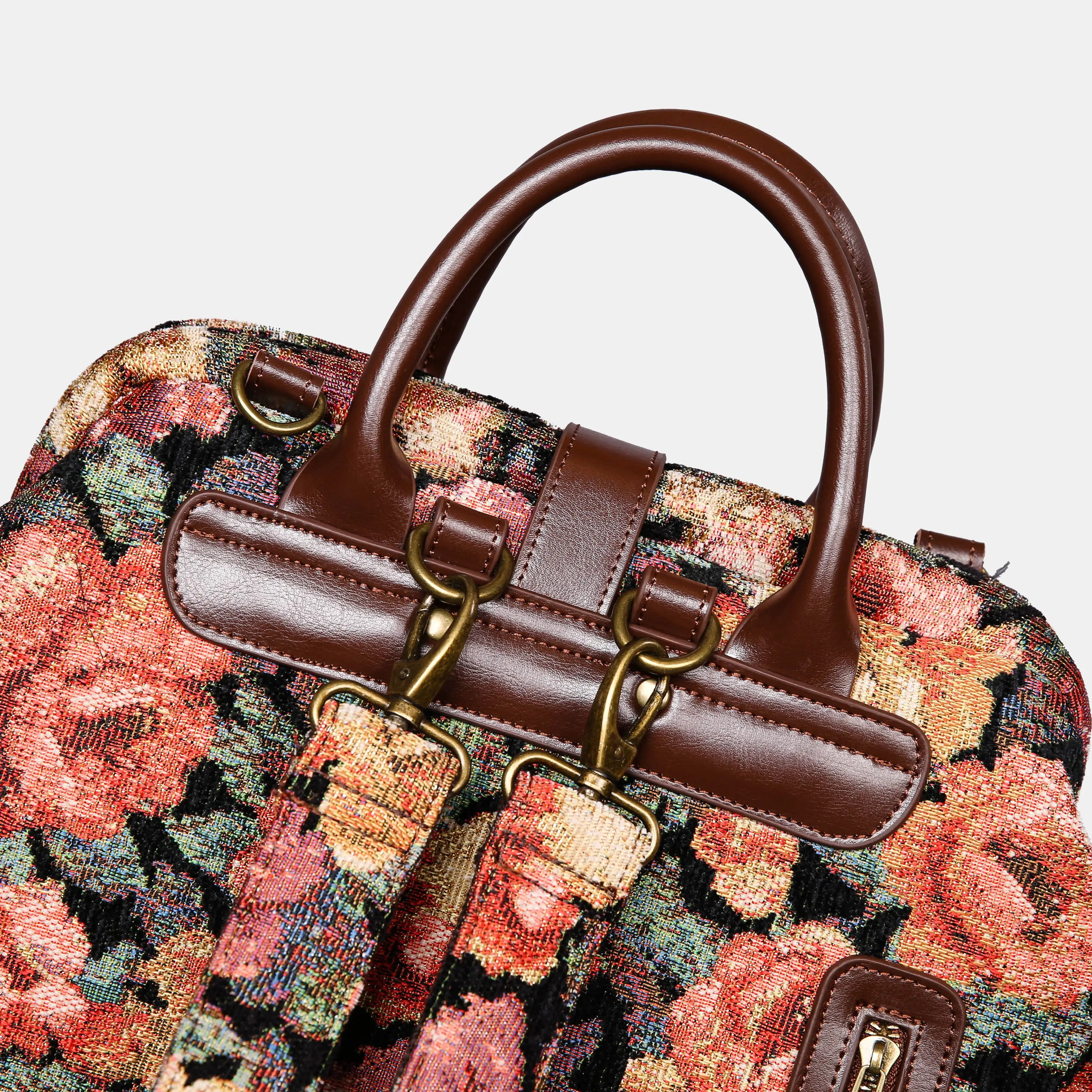 Floral Rose Carpet Laptop Backpack Carpetbag of America details