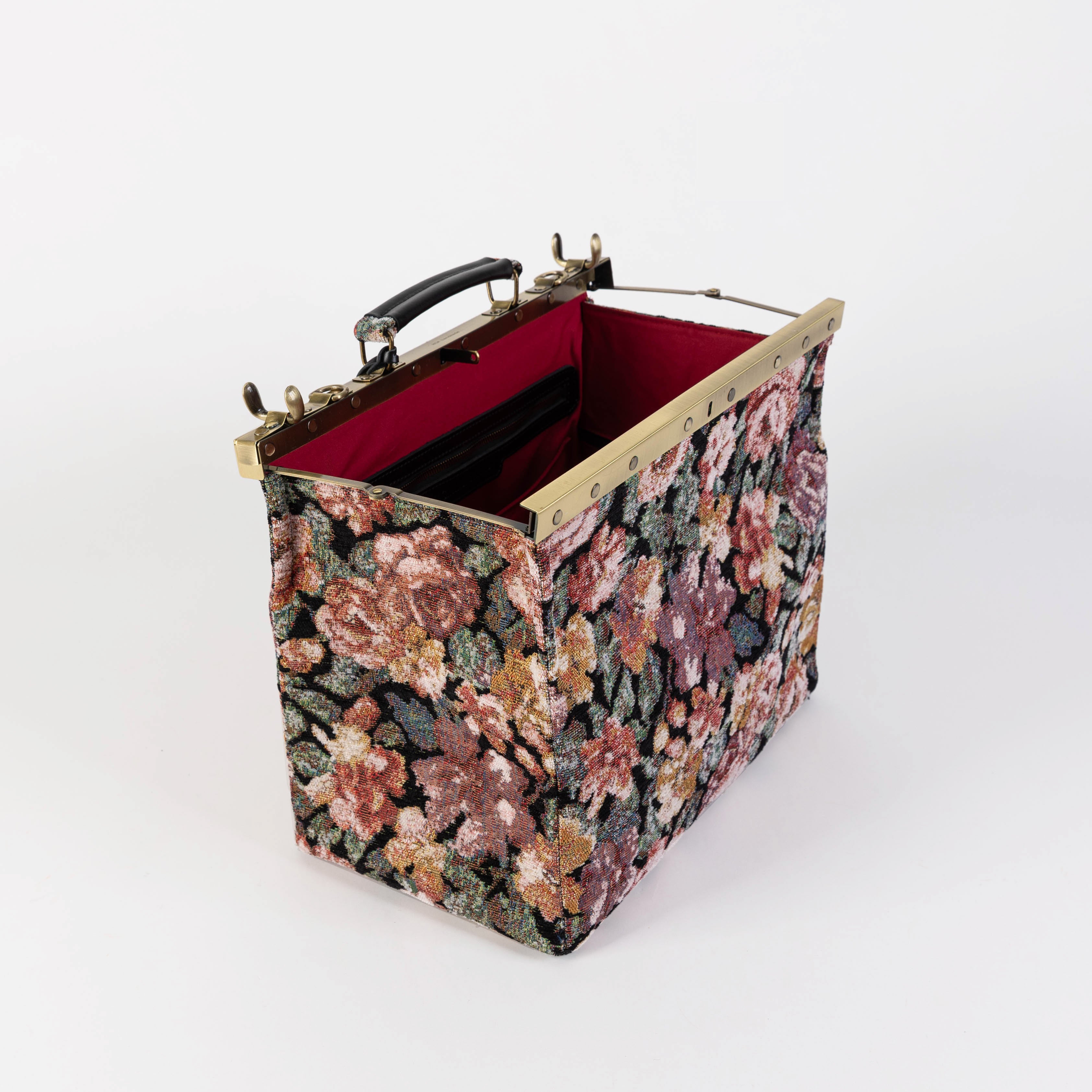 Floral Rose Celine Carpet Gladstone Bag of America open and stand