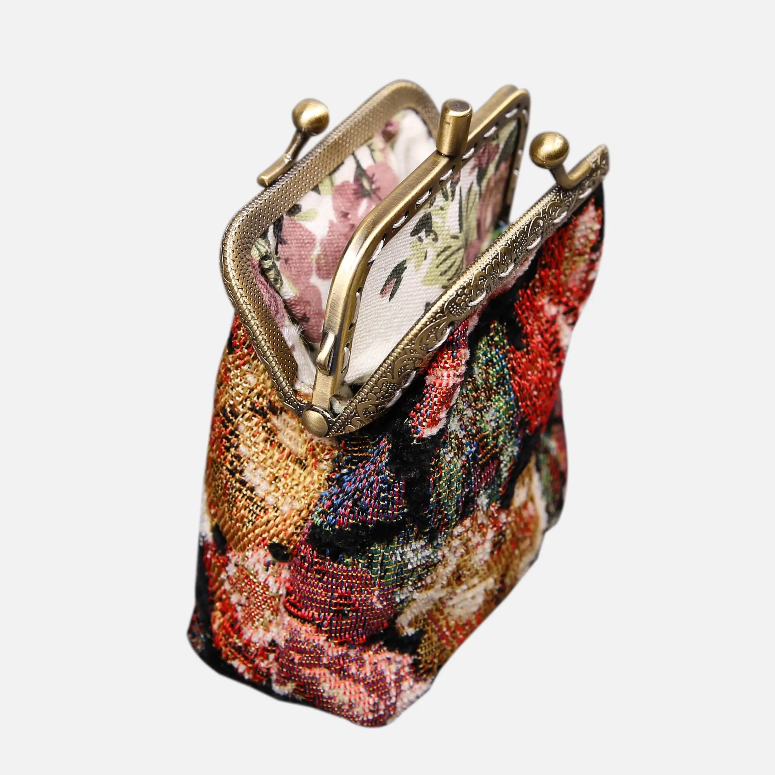 Floral Rose Double Kiss Clasp Coin Purse of America Front side opens-3