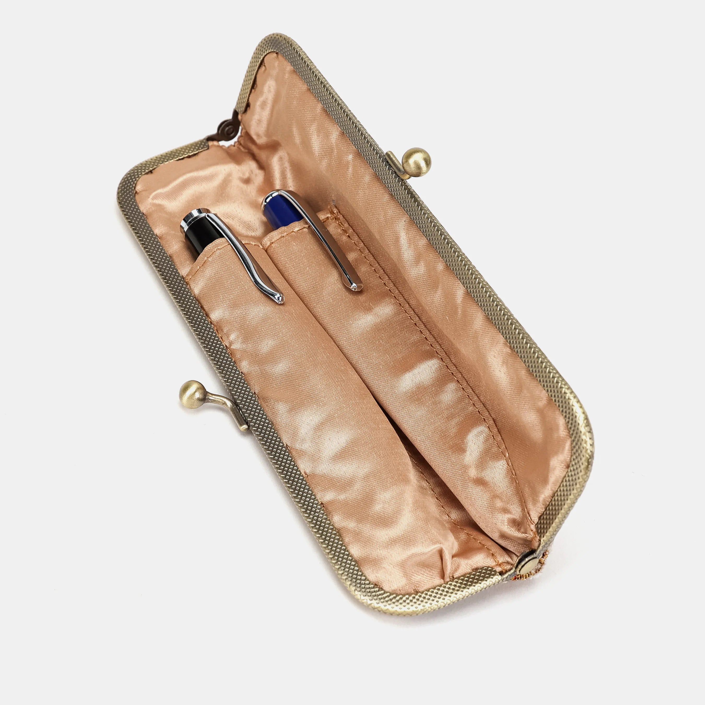 Floral Rose Duo Pen Case Carpetbag of America open