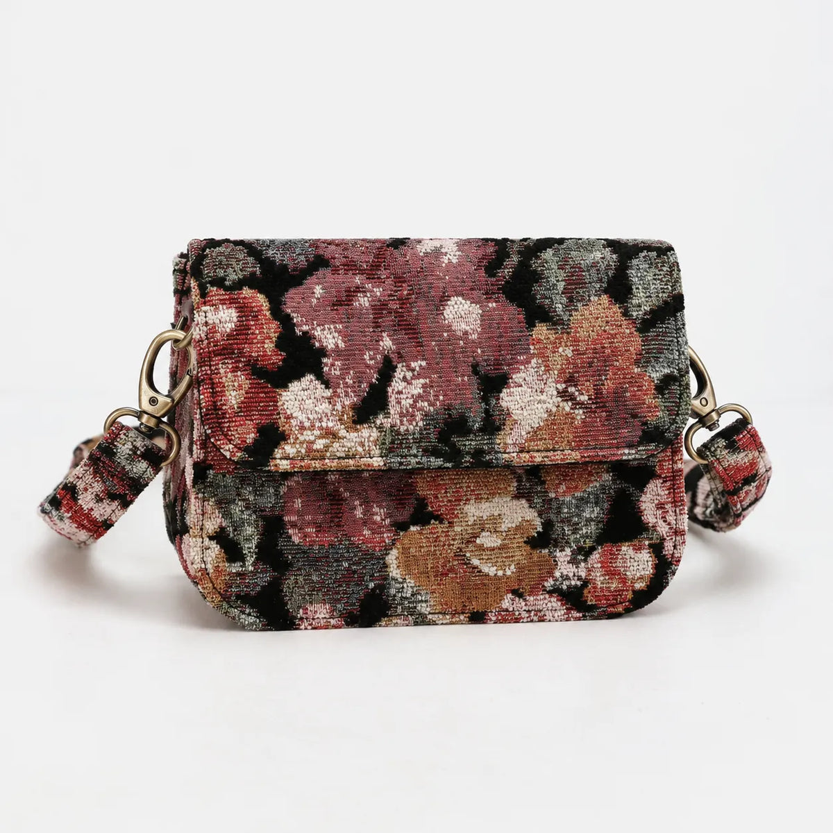 Floral Rose Flap Crossbody Bag carpet bag of America main