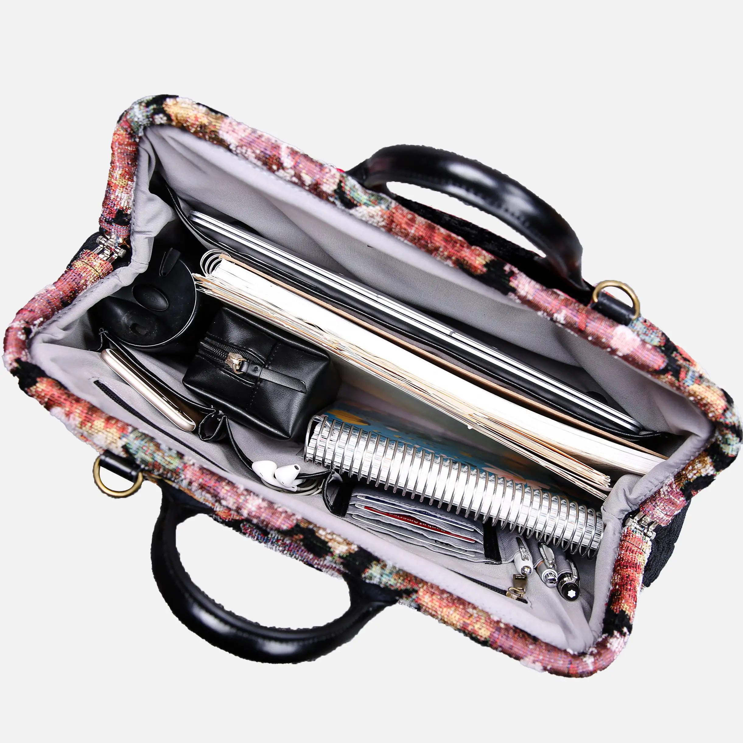 Floral Rose Laptop Work Bag carpet bag of America in use