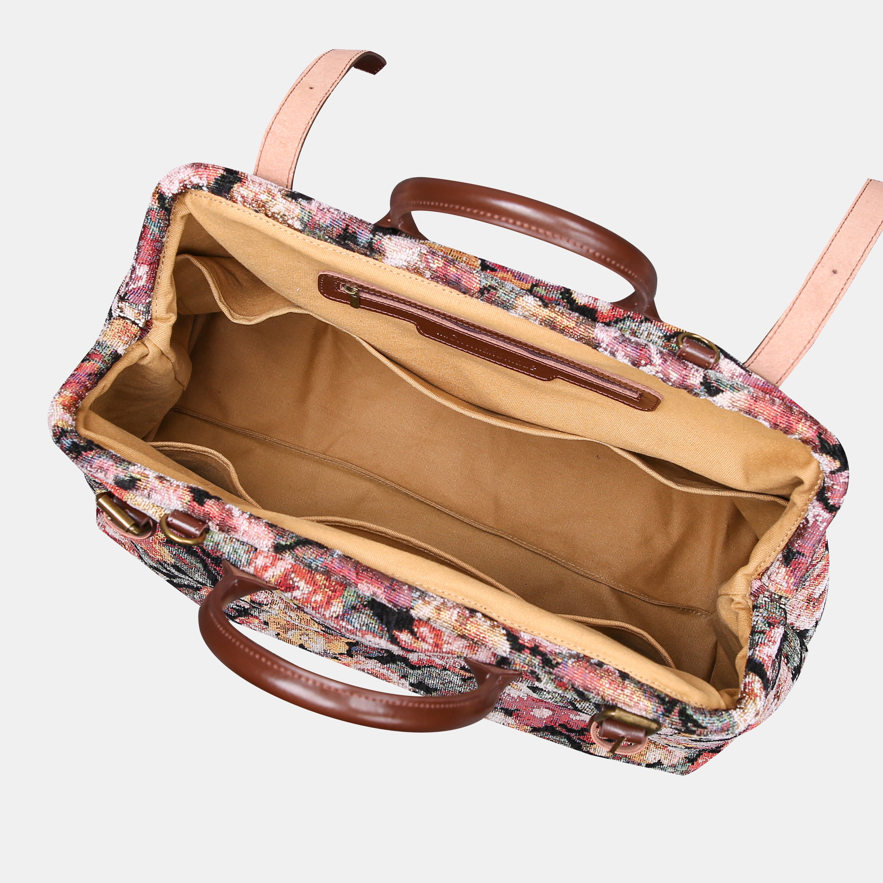 Floral Rose Large Carpetbag of America inside