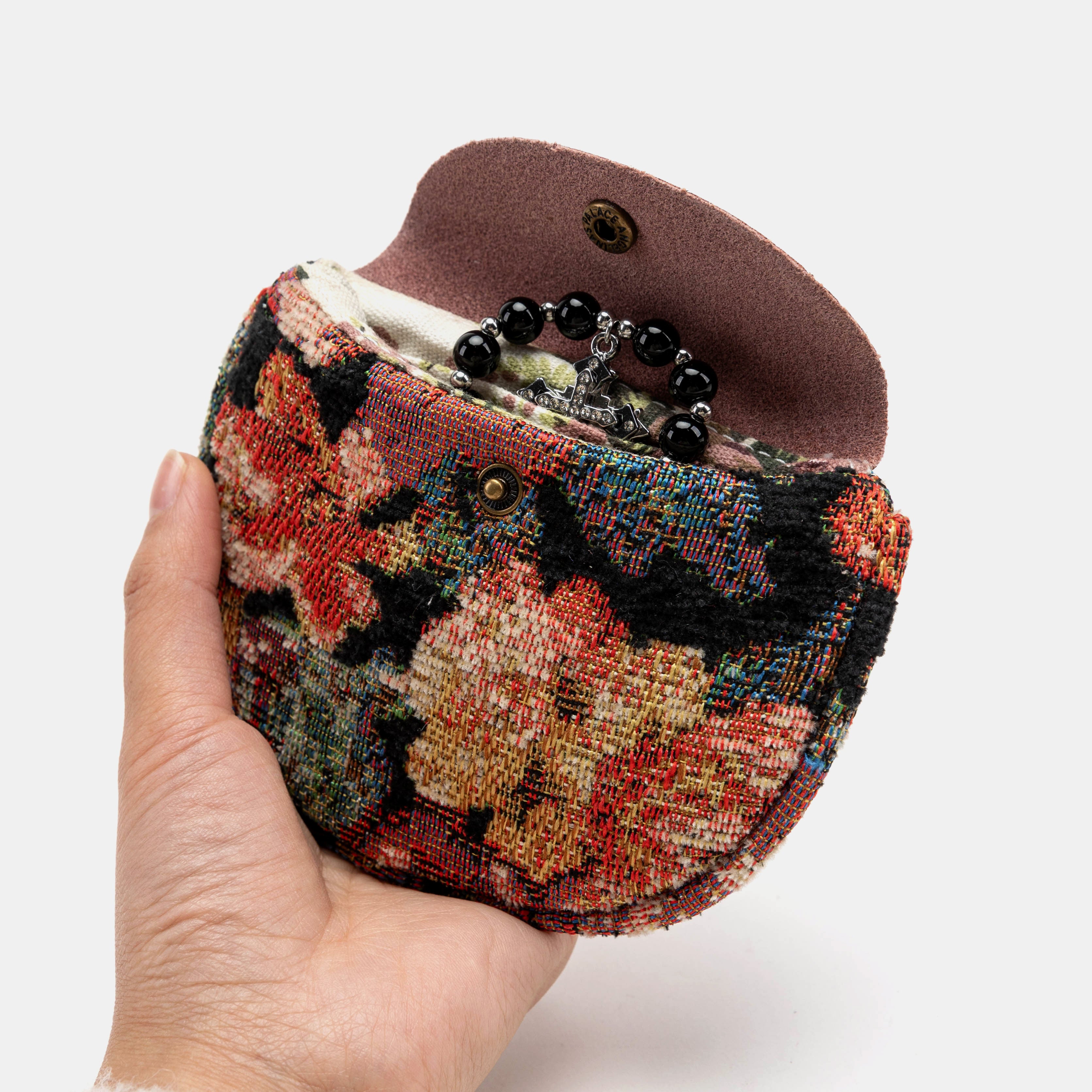 Floral Rose Rosary Bag Carpetbag of America in use-4