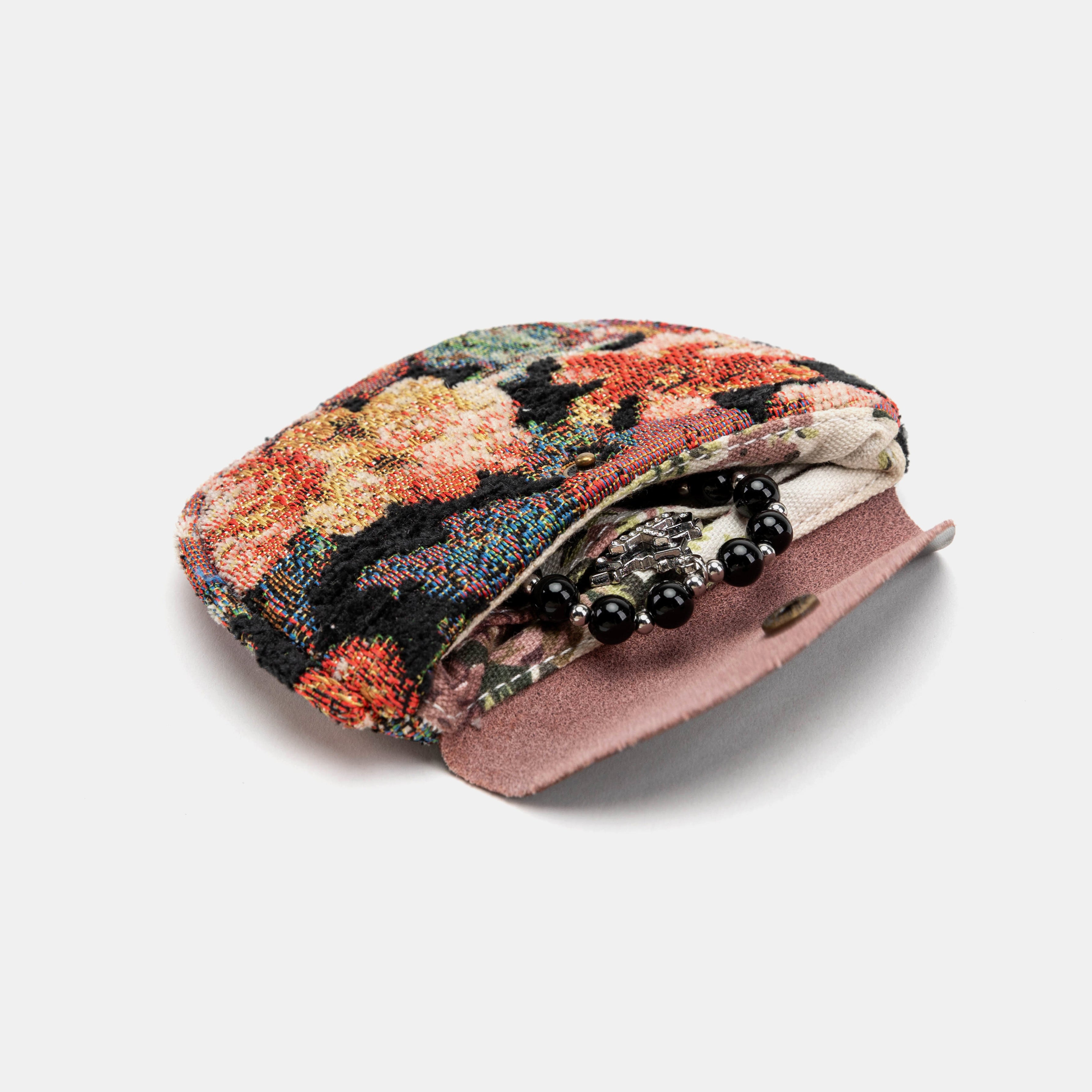 Floral Rose Rosary Bag Carpetbag of America open forward-2