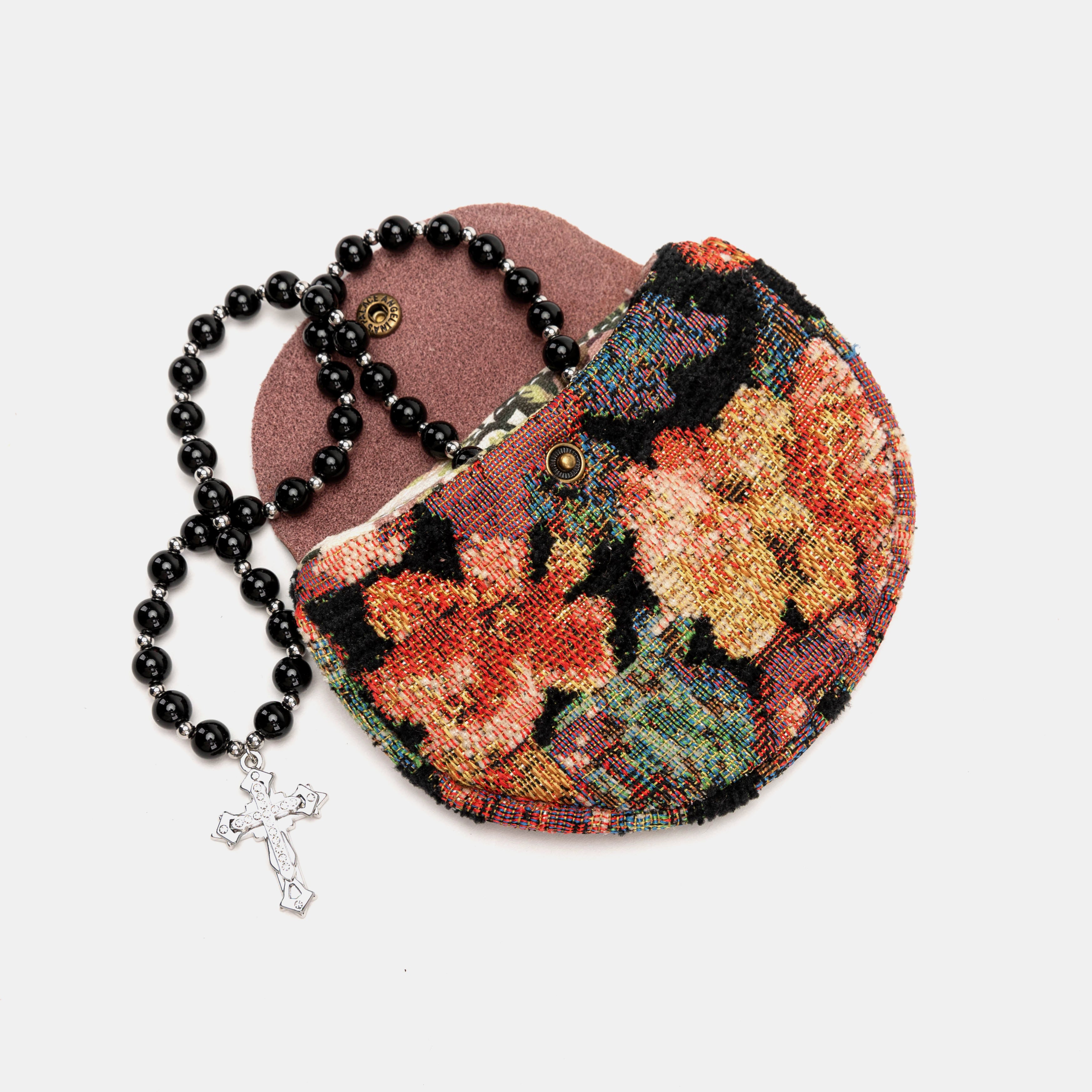 Floral Rose Rosary Bag Carpetbag of America front-1