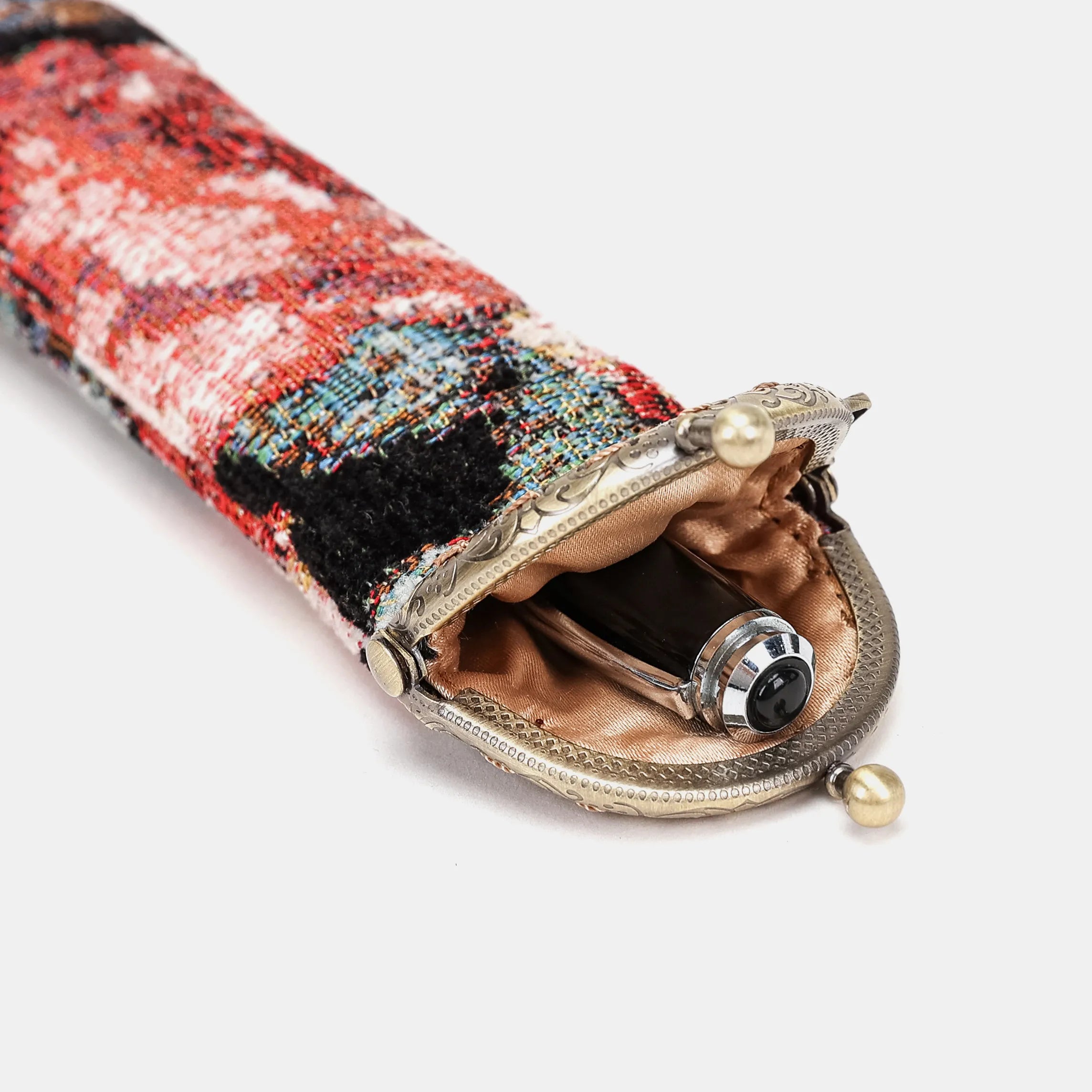 Floral Rose Solo Pen Case Carpetbag of America open