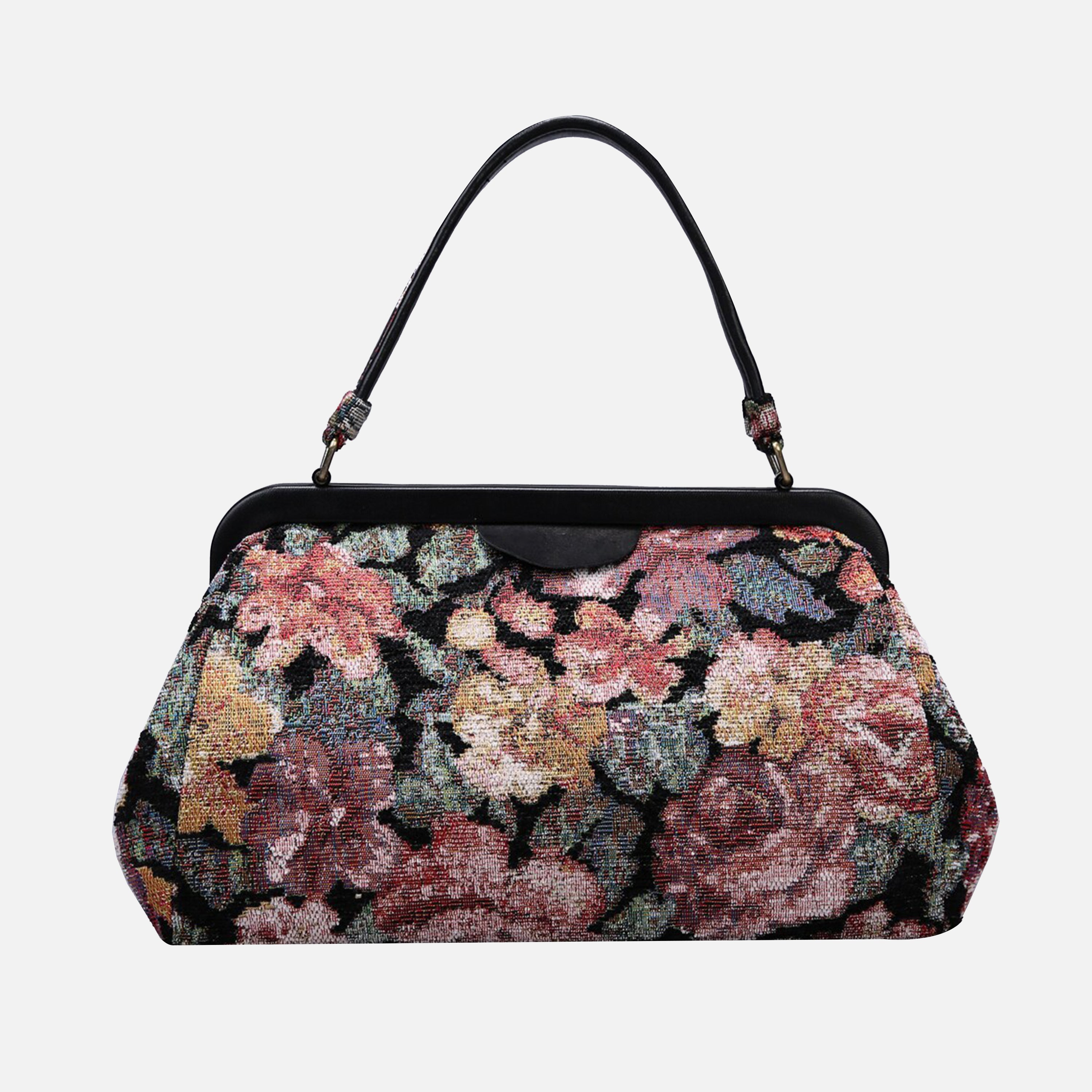 Floral Rose Top Handle Purse carpet bag of America overview