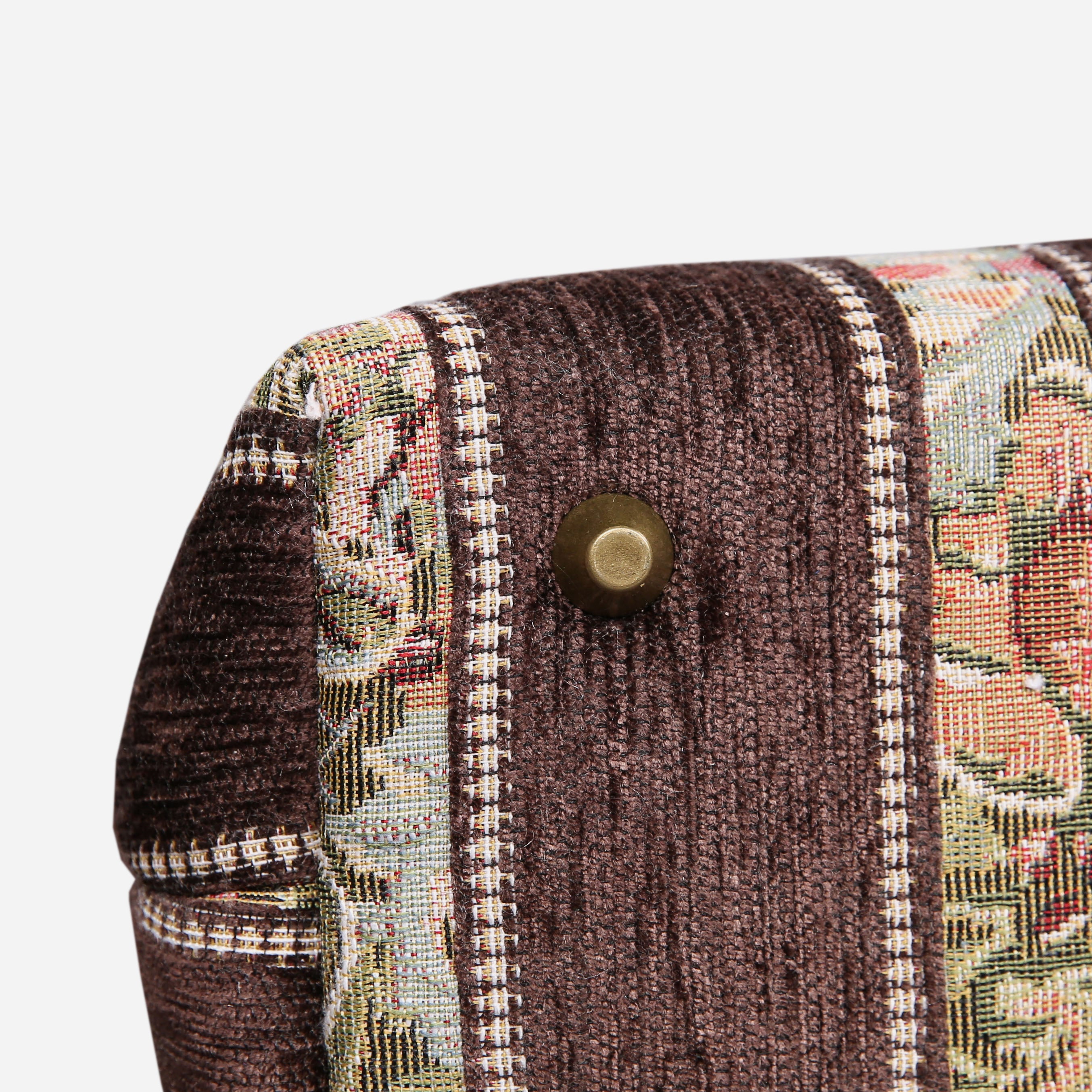 Floral Stripes Coffee Tuck Lock Carpet Satchel carpet bag MCW Handmade of America bottom