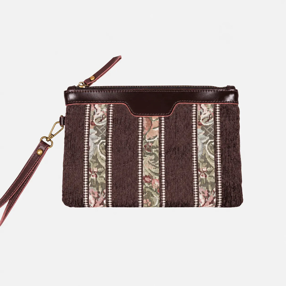 Floral Strips Coffee carpet bag MCW Handmade main