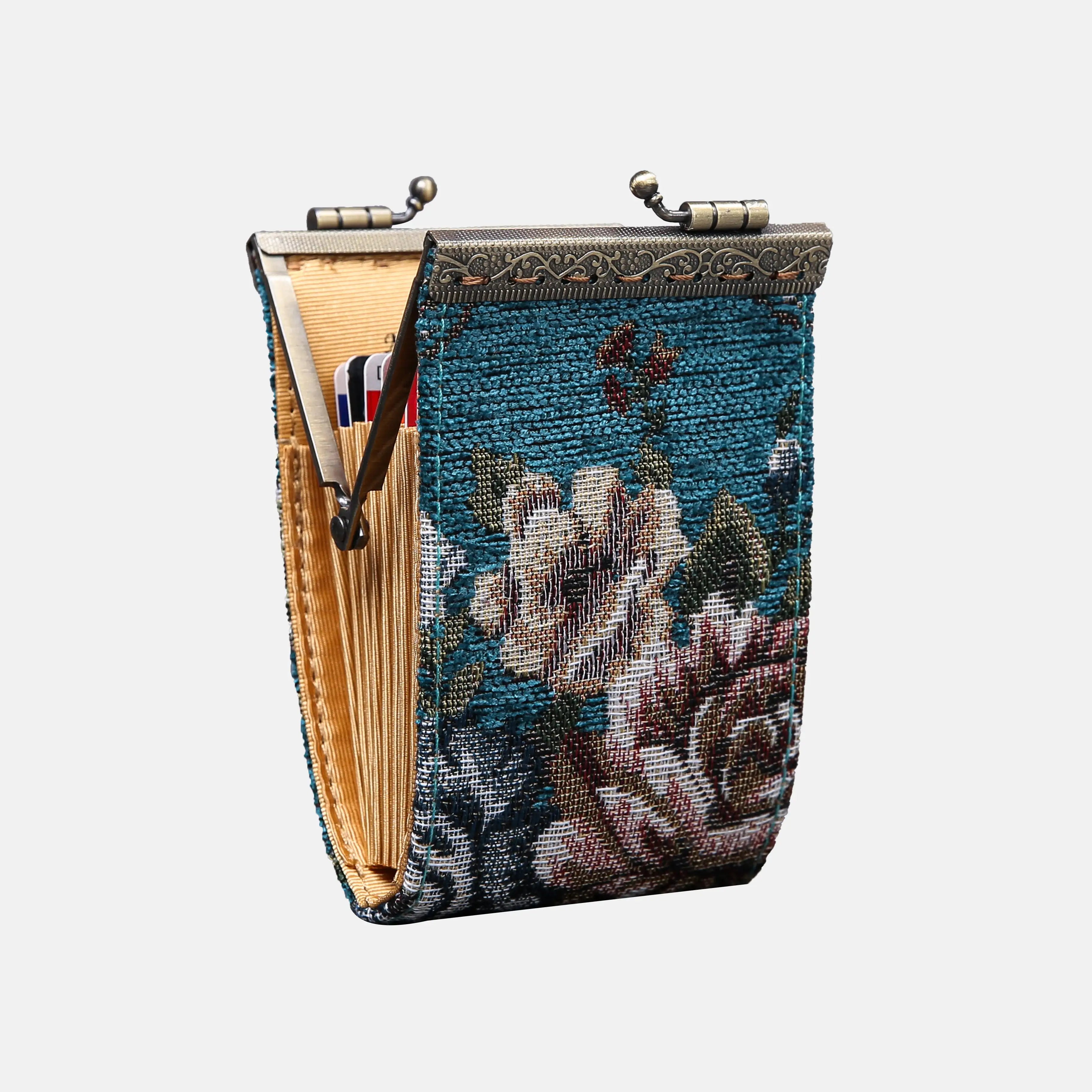 Floral Teal Card Wallet of America 11 slots side
