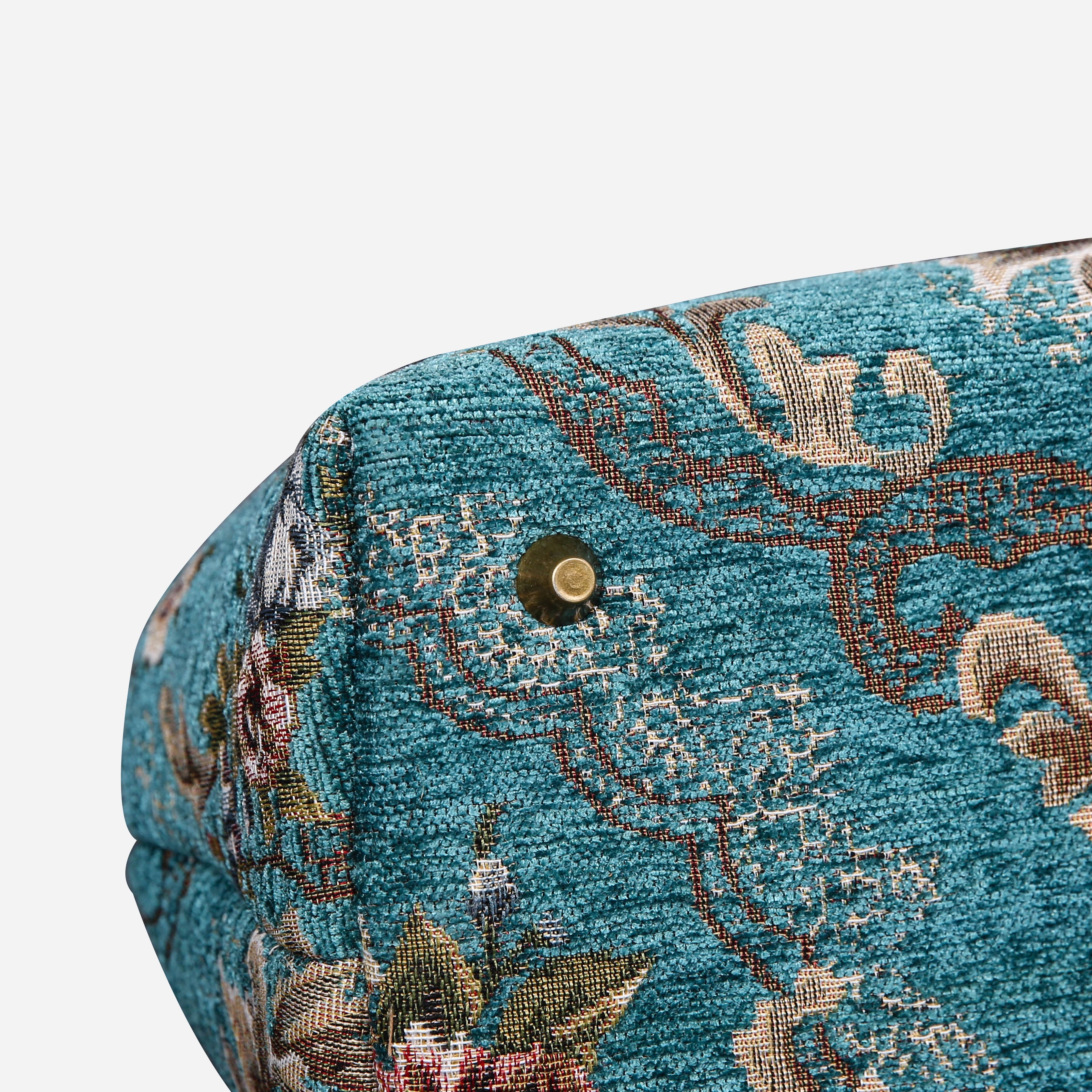 Floral Teal Carpet Handbag Purse carpet bag MCW Handmade of America bottom