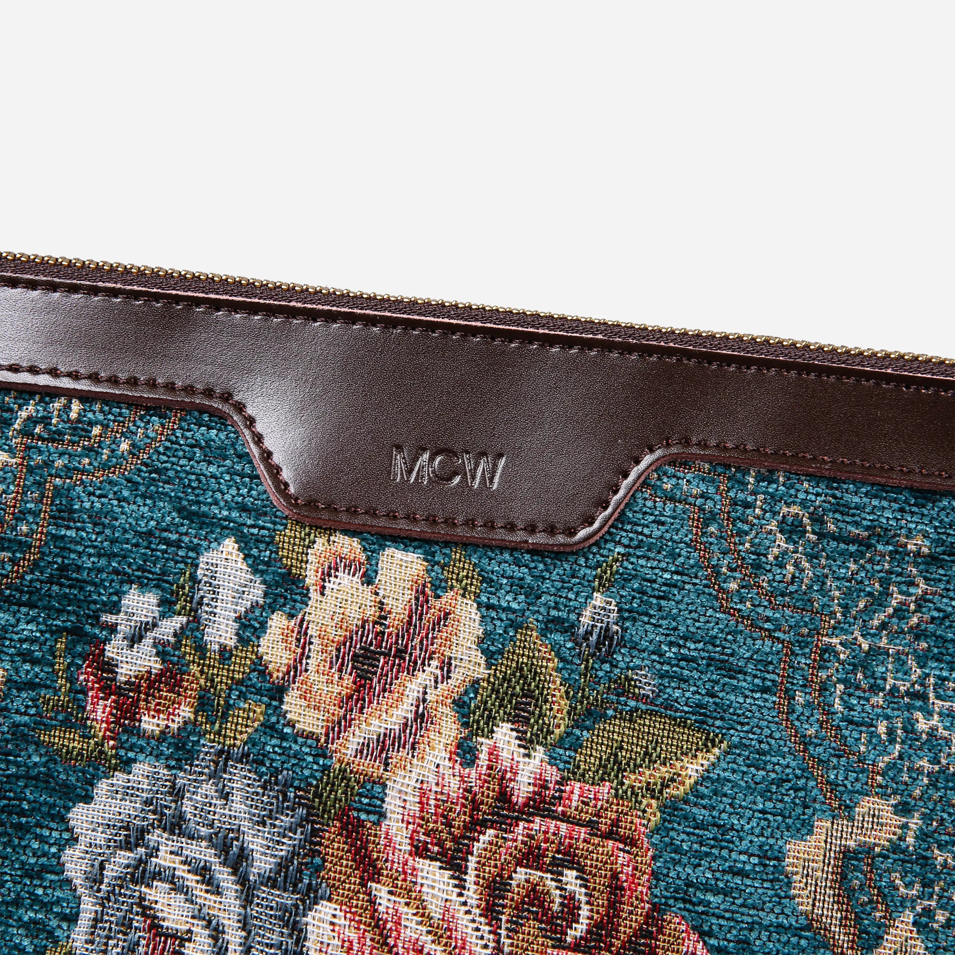 Floral Teal Carpet Makeup Bag carpet bag MCW Handmade of America details