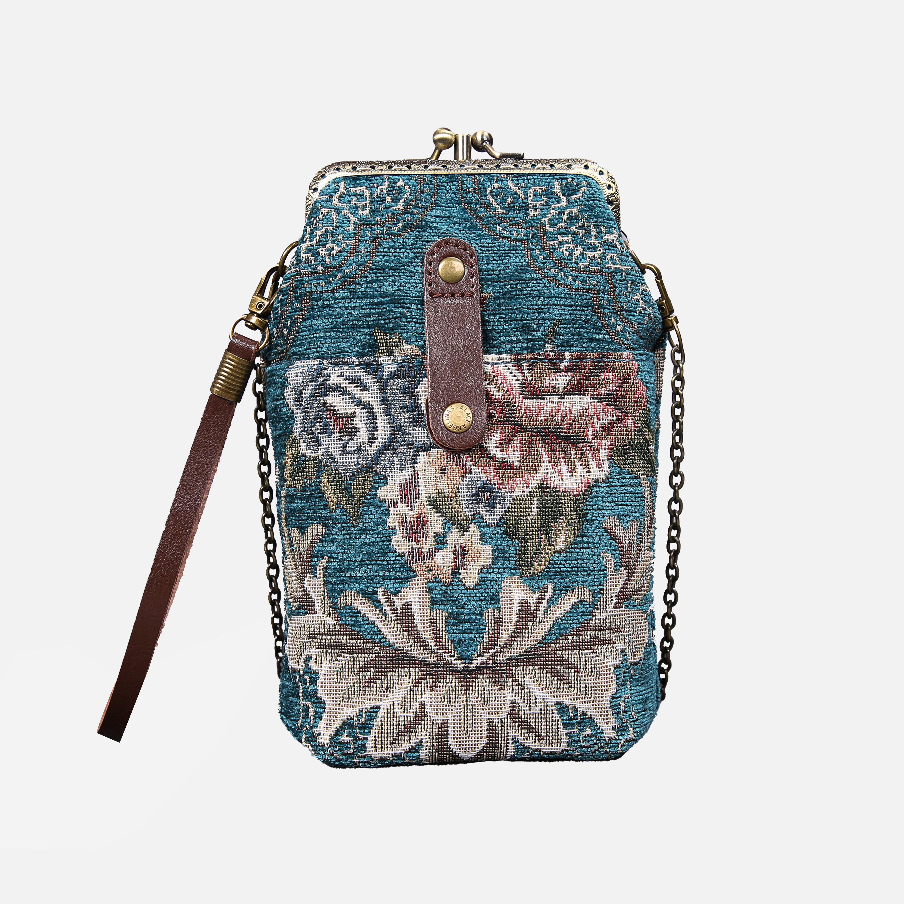 Floral Teal Carpet Phone Case Carpetbag of America front