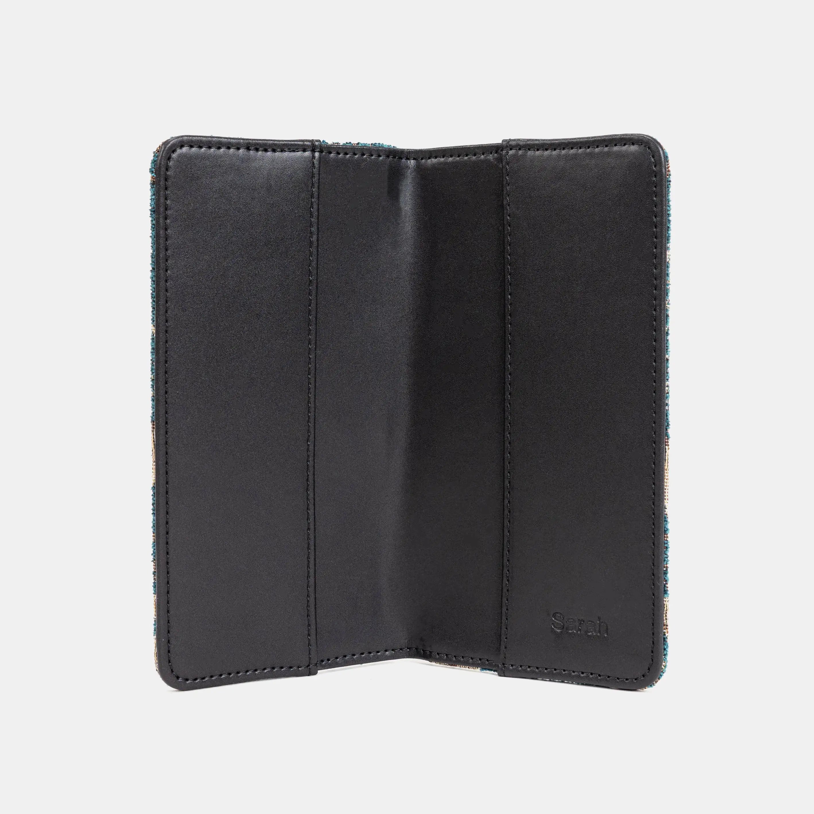 Floral Teal Checkbook Cover of America inside