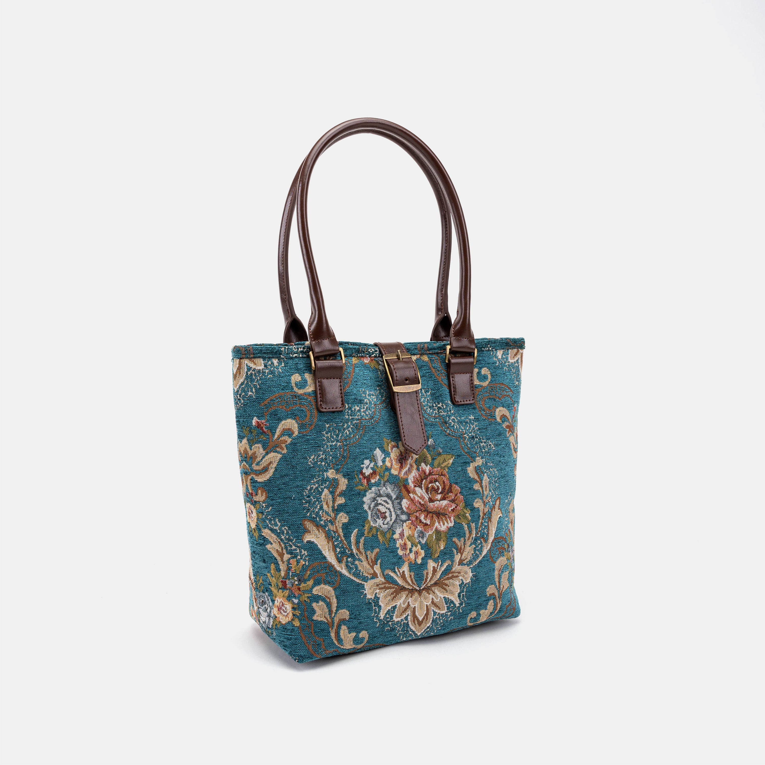 Floral Teal Everyday Tote Bag of America front side