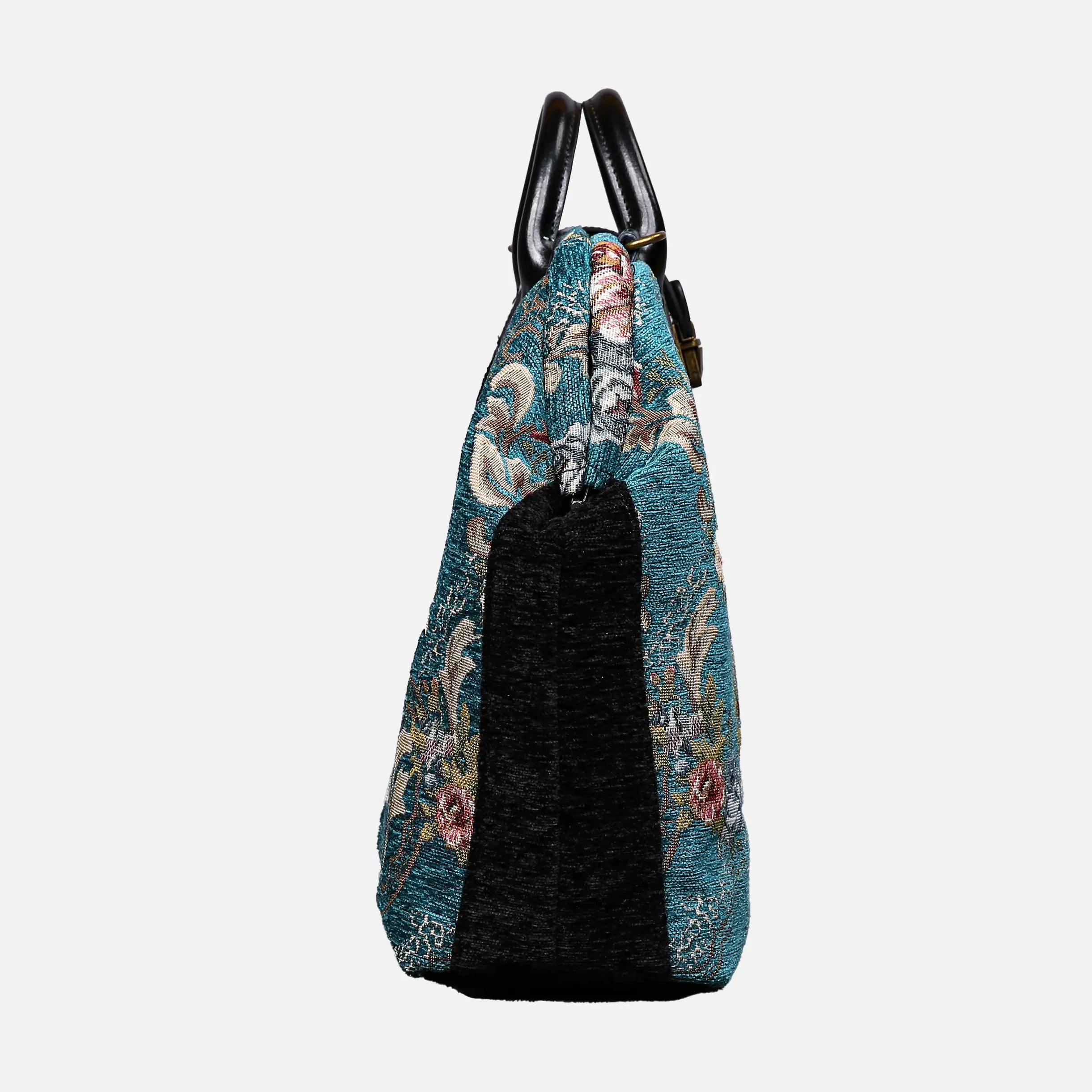 Floral Teal Laptop Work Bag carpet bag of America side