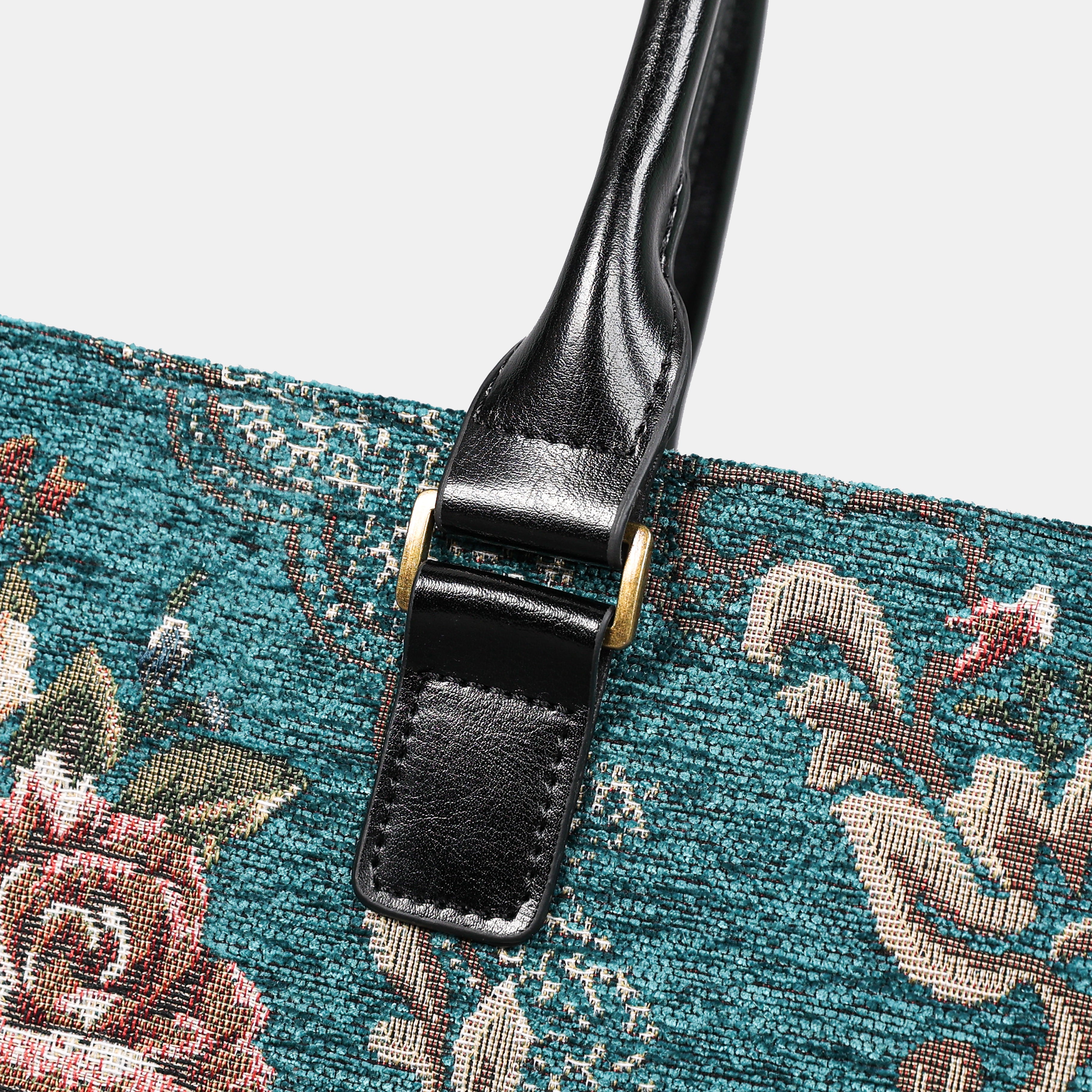 Floral Teal Laptop Work Tote of America detail