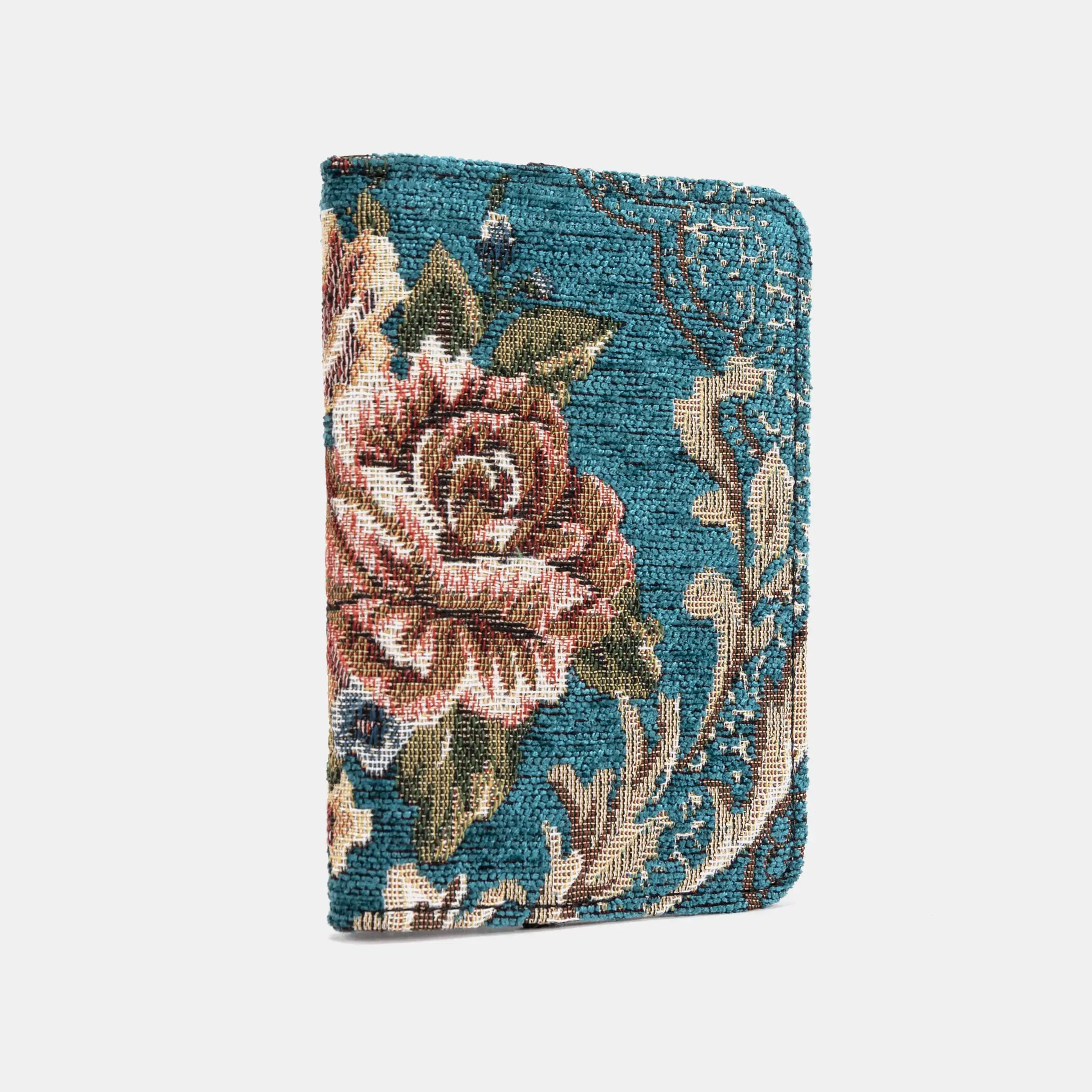 Floral Teal Passport Cover of America side front