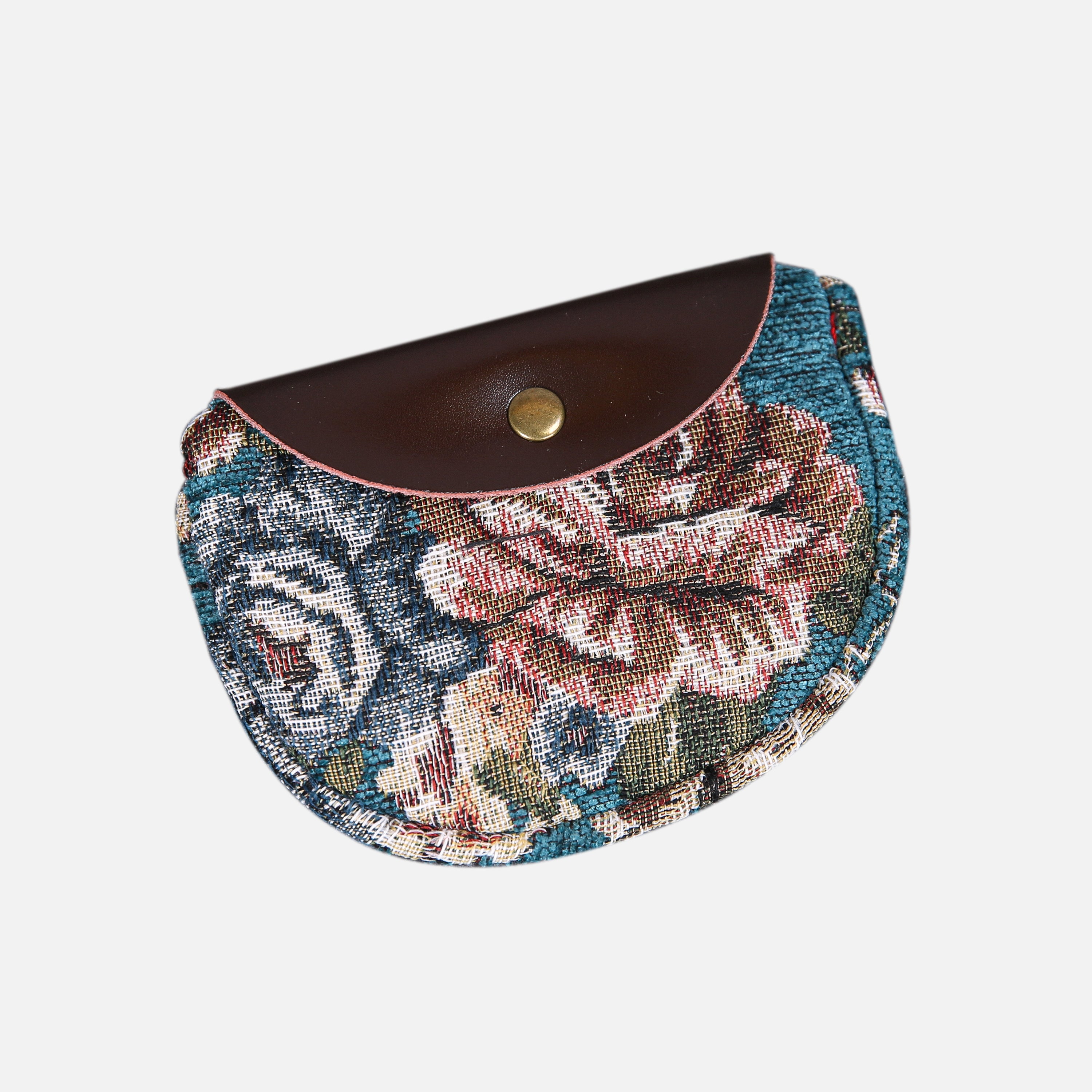 Floral Teal Flap Coin Purse MCW Handmade close