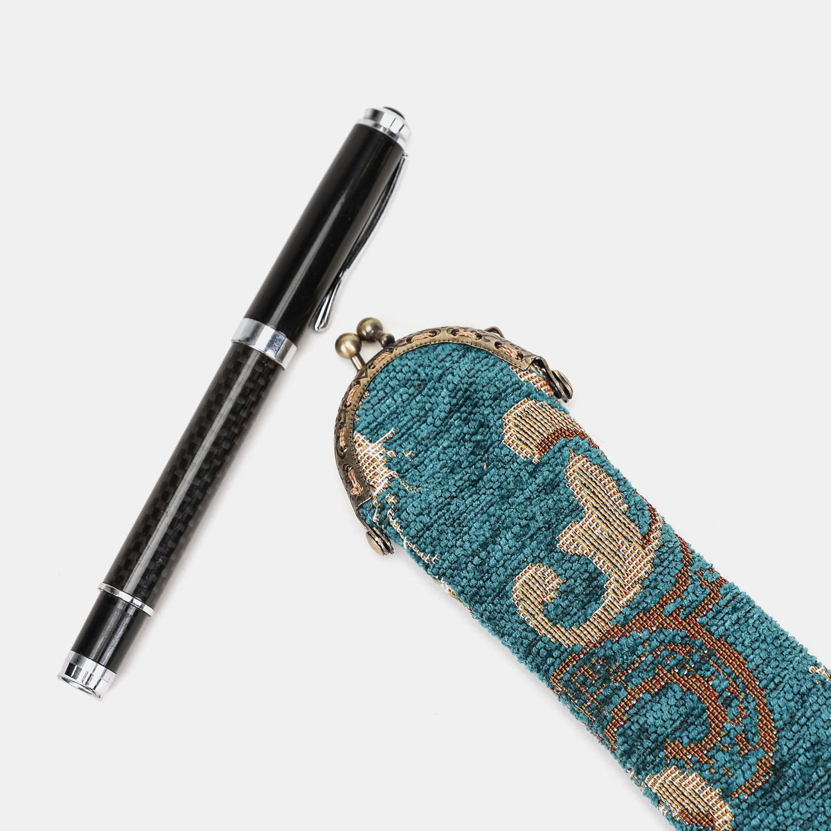 Floral Teal Solo Pen Case Carpetbag of America with pen