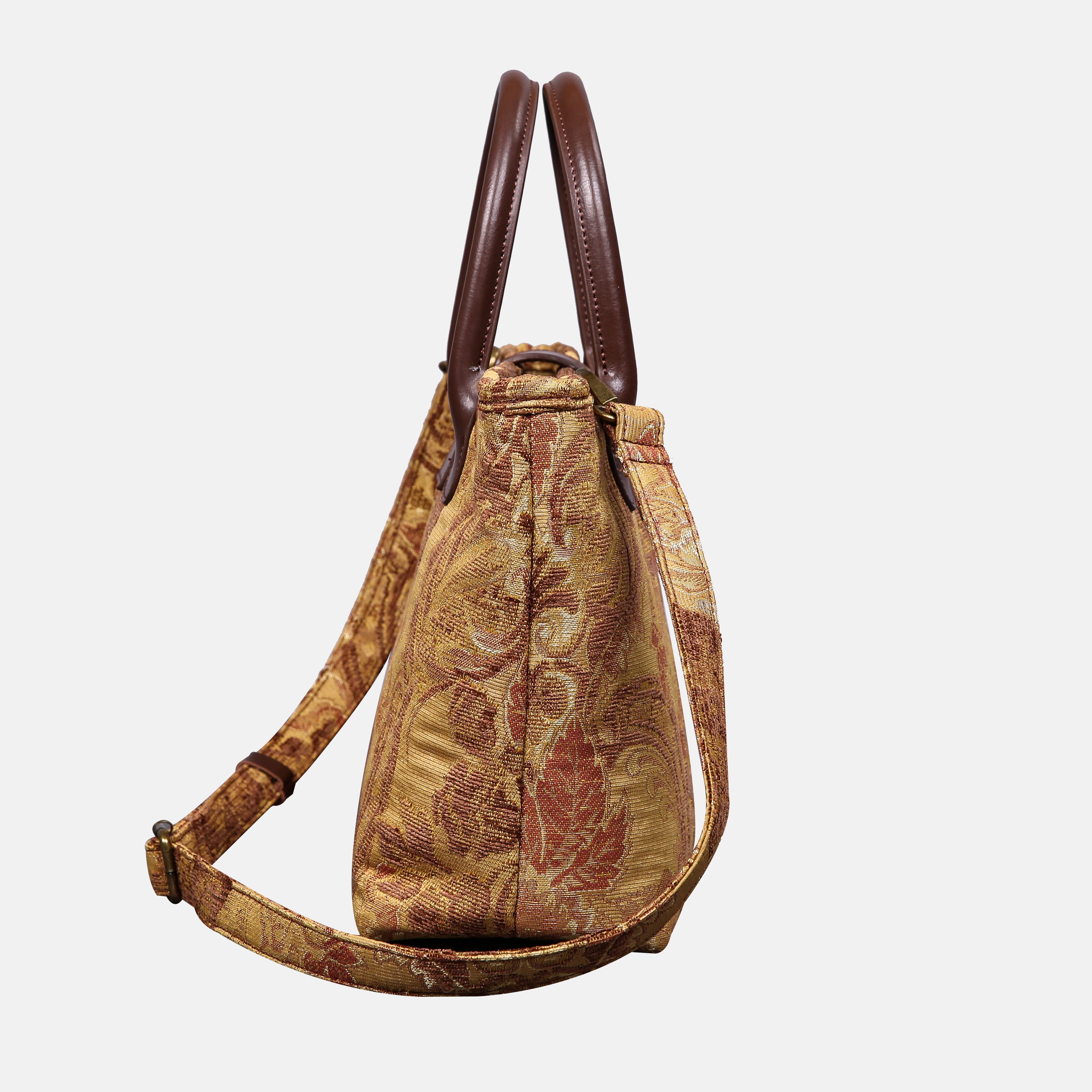 Floral Vintage Tuck Lock Carpet Satchel carpet bag MCW Handmade of America side