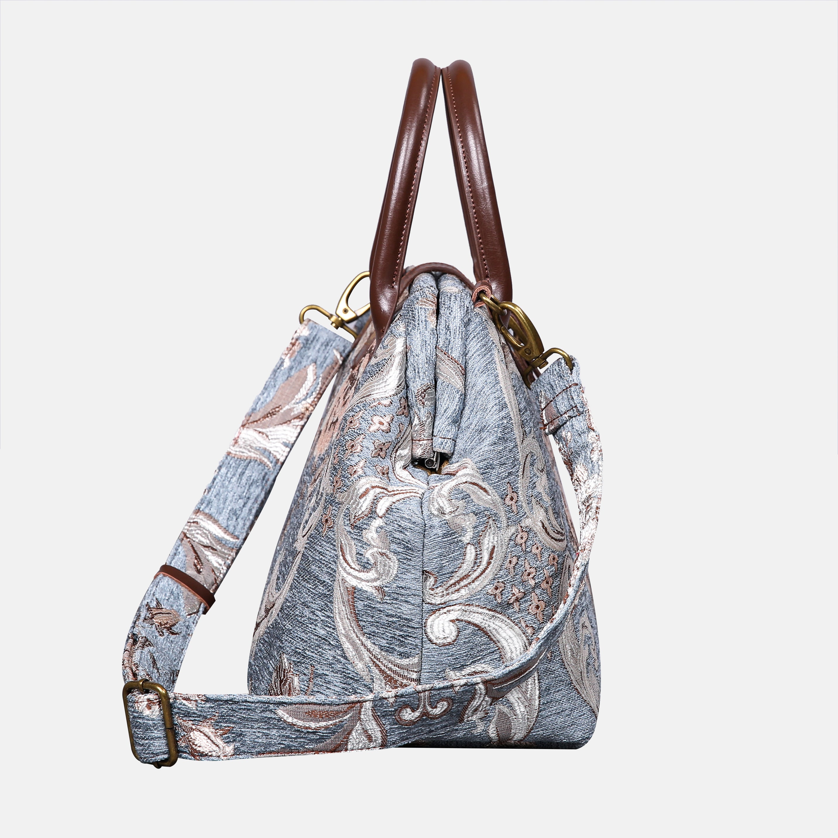 Floral Windy Blue Carpet Handbag Purse carpet bag MCW Handmade side