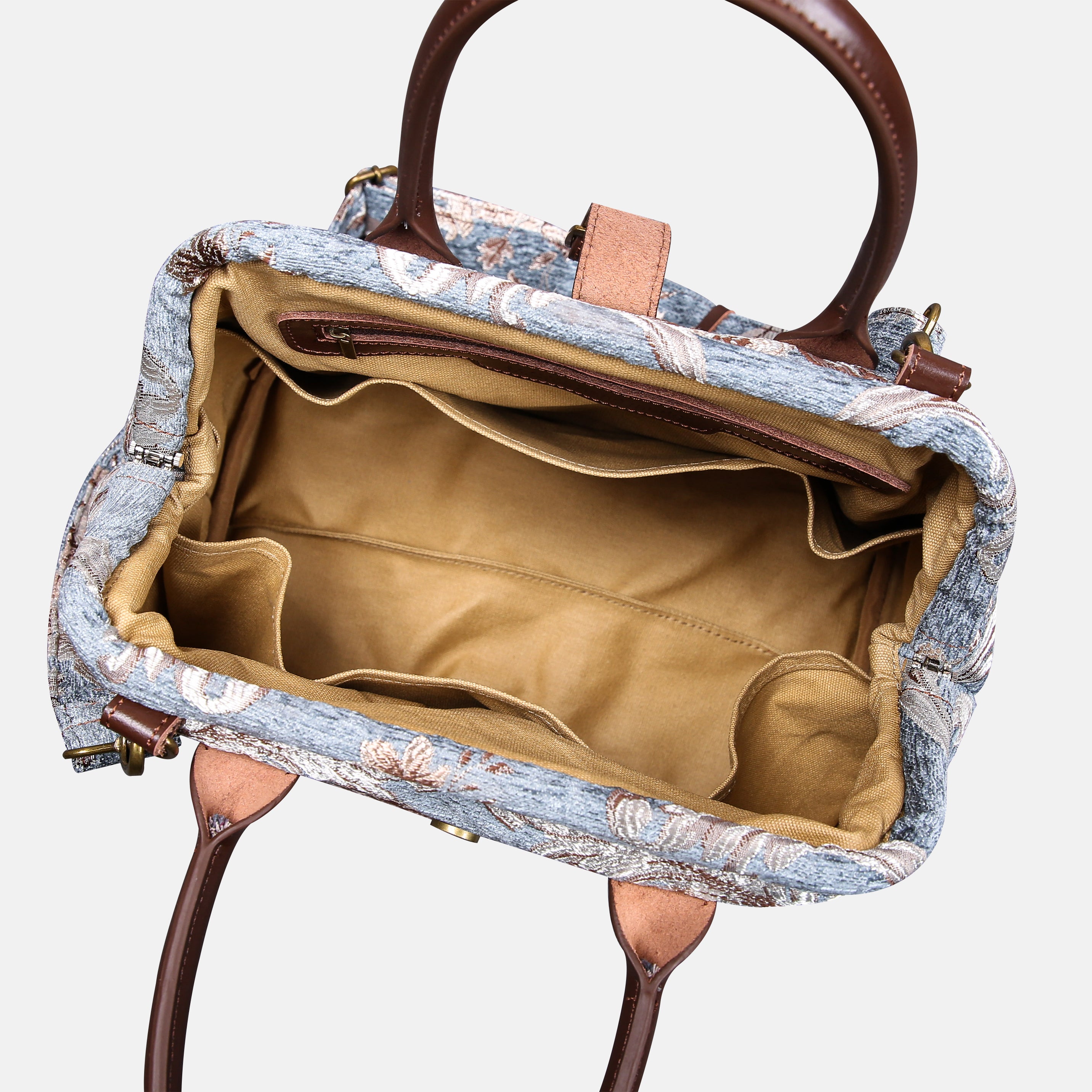 Floral Windy Blue Carpet Handbag Purse carpet bag MCW Handmade inside