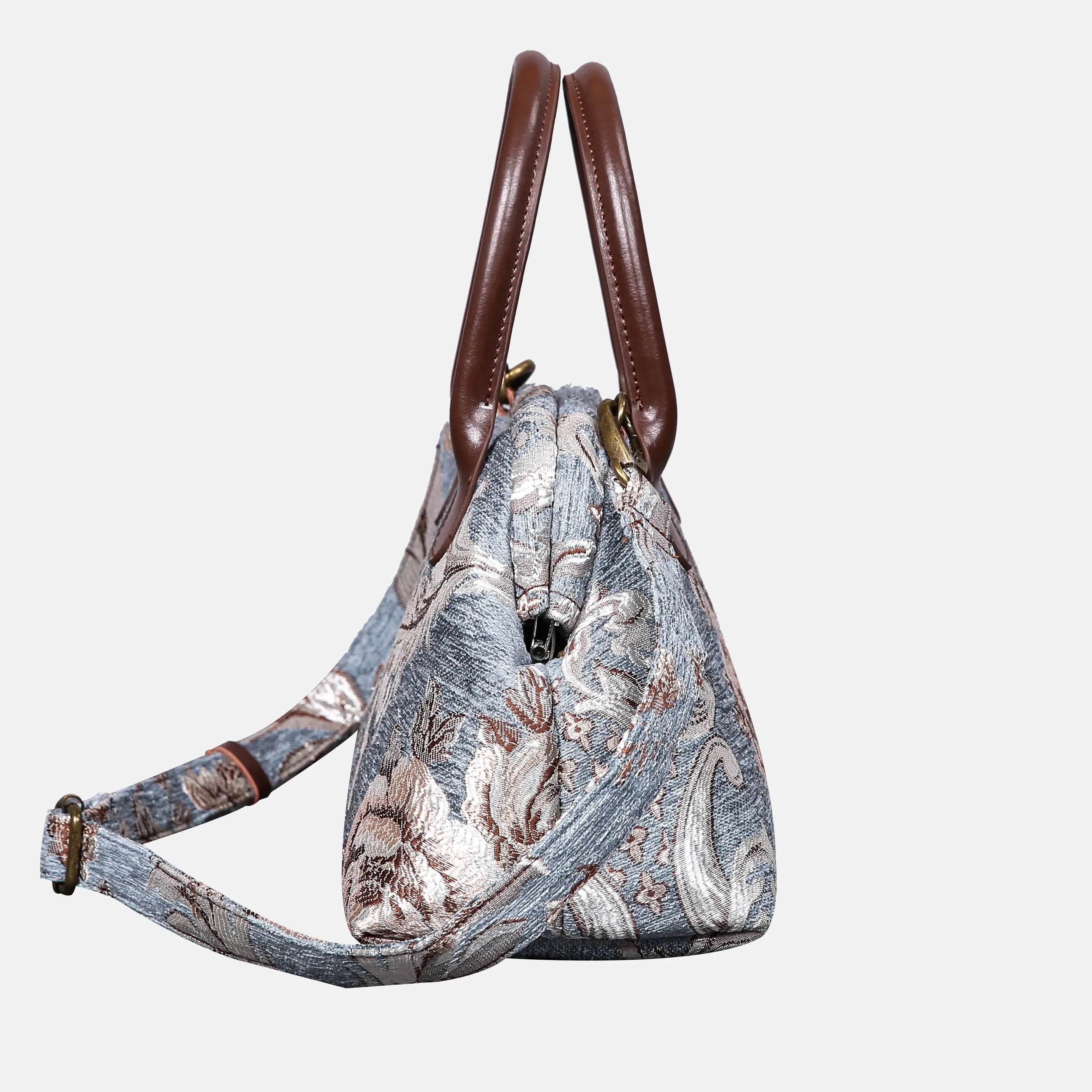 Floral Windy Blue Carpet Satchel carpet bag MCW Handmade side