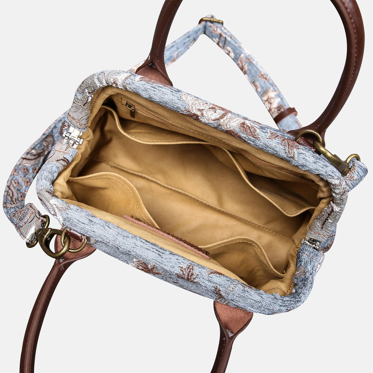 Floral Windy Blue Carpet Satchel carpet bag MCW Handmade inside