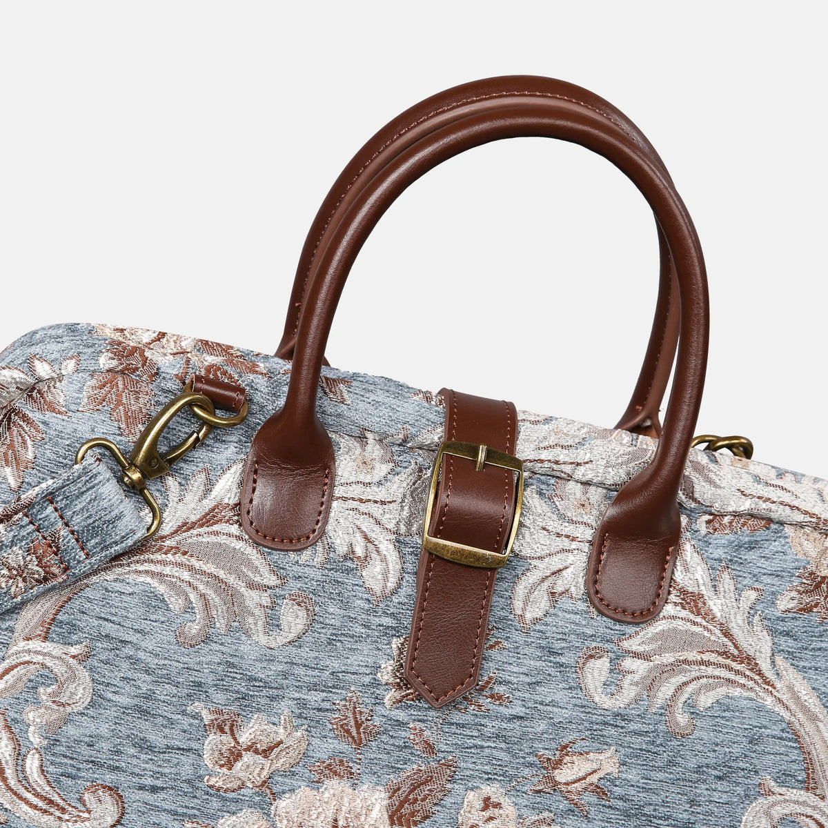 Floral Windy Blue Mary Poppins Weekender carpet bag MCW Handmade details
