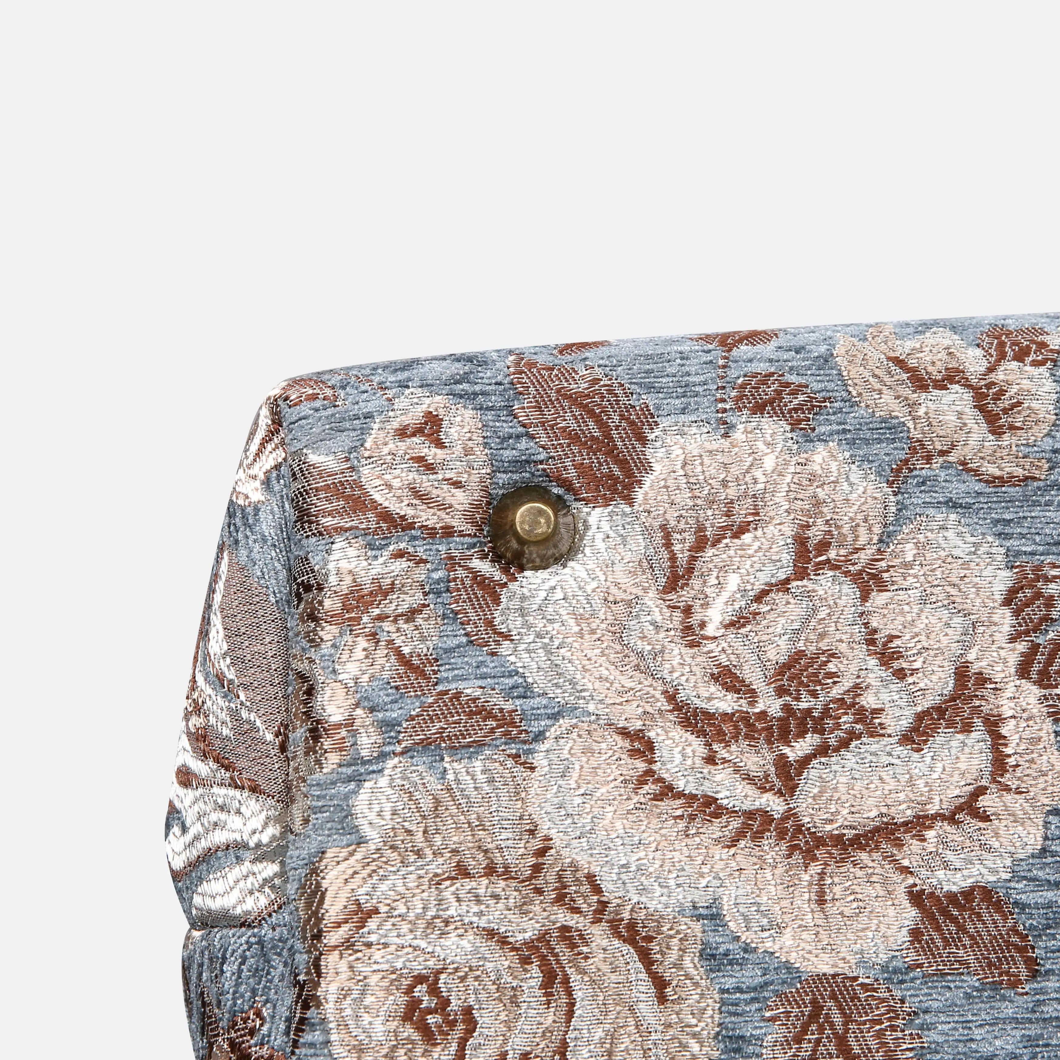 Floral Windy Blue Mary Poppins Weekender carpet bag MCW Handmade bottom details