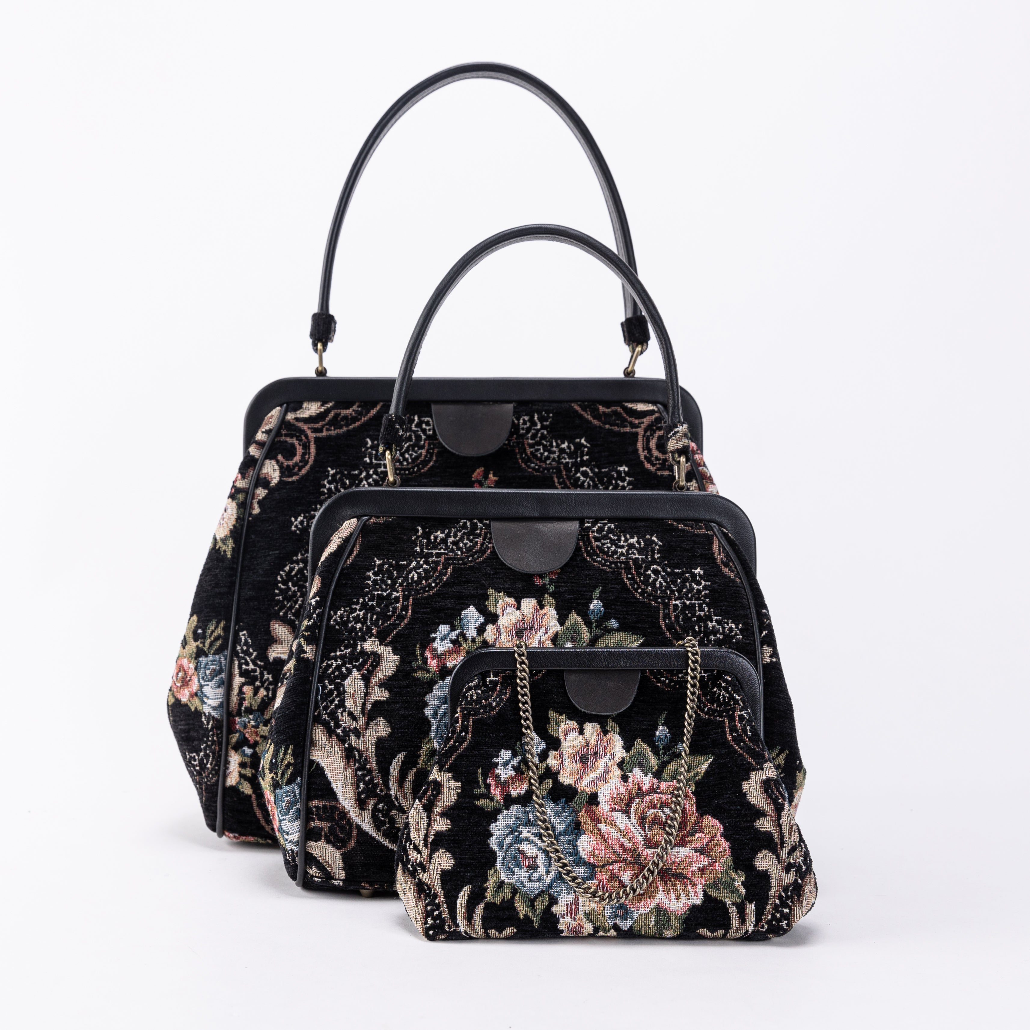 Floral black Alma shoulder bag carpet bag of America set